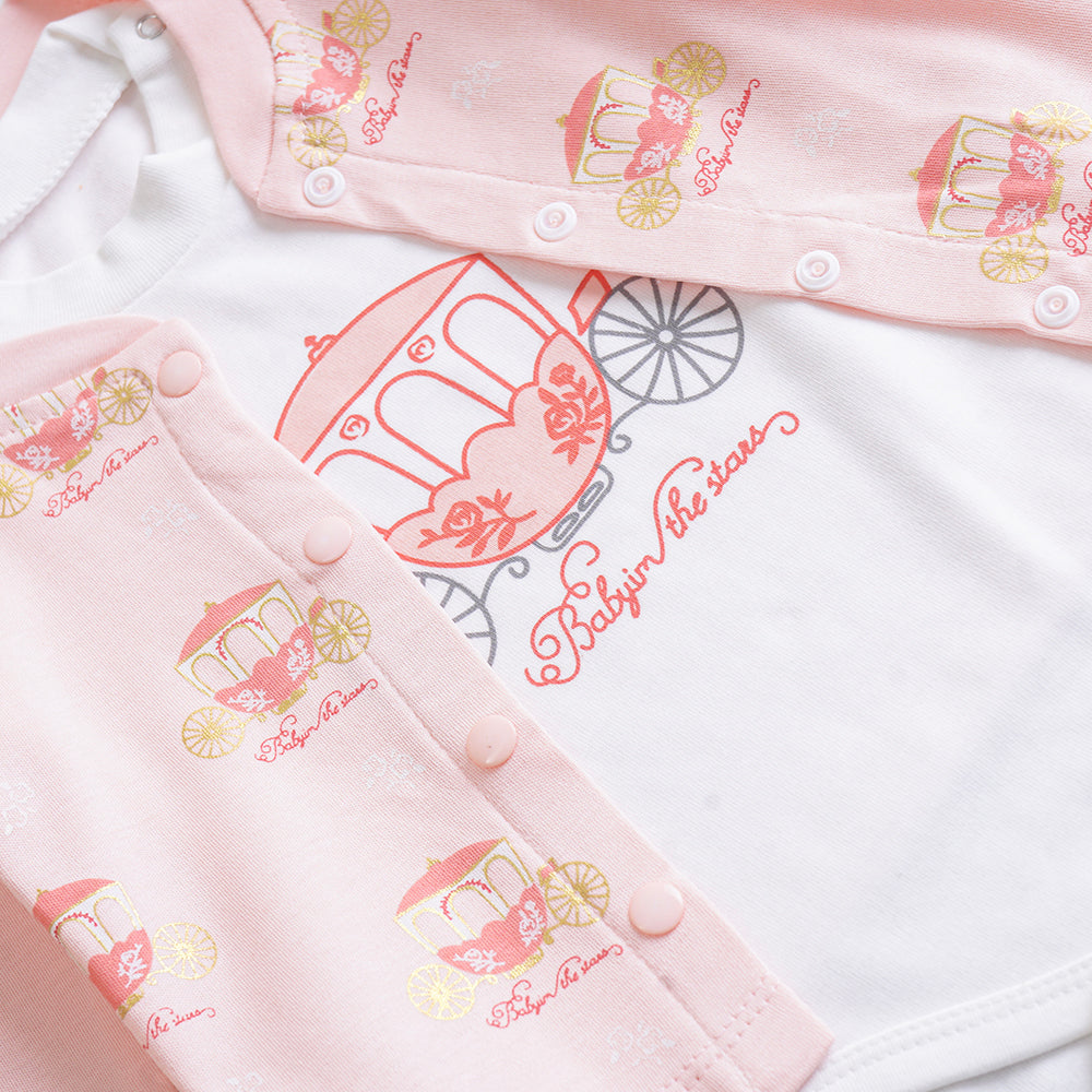 Infant Girls 3 Pcs Suit – Green, Peach & Pink Winter Outfit Set (3-6 Months)
