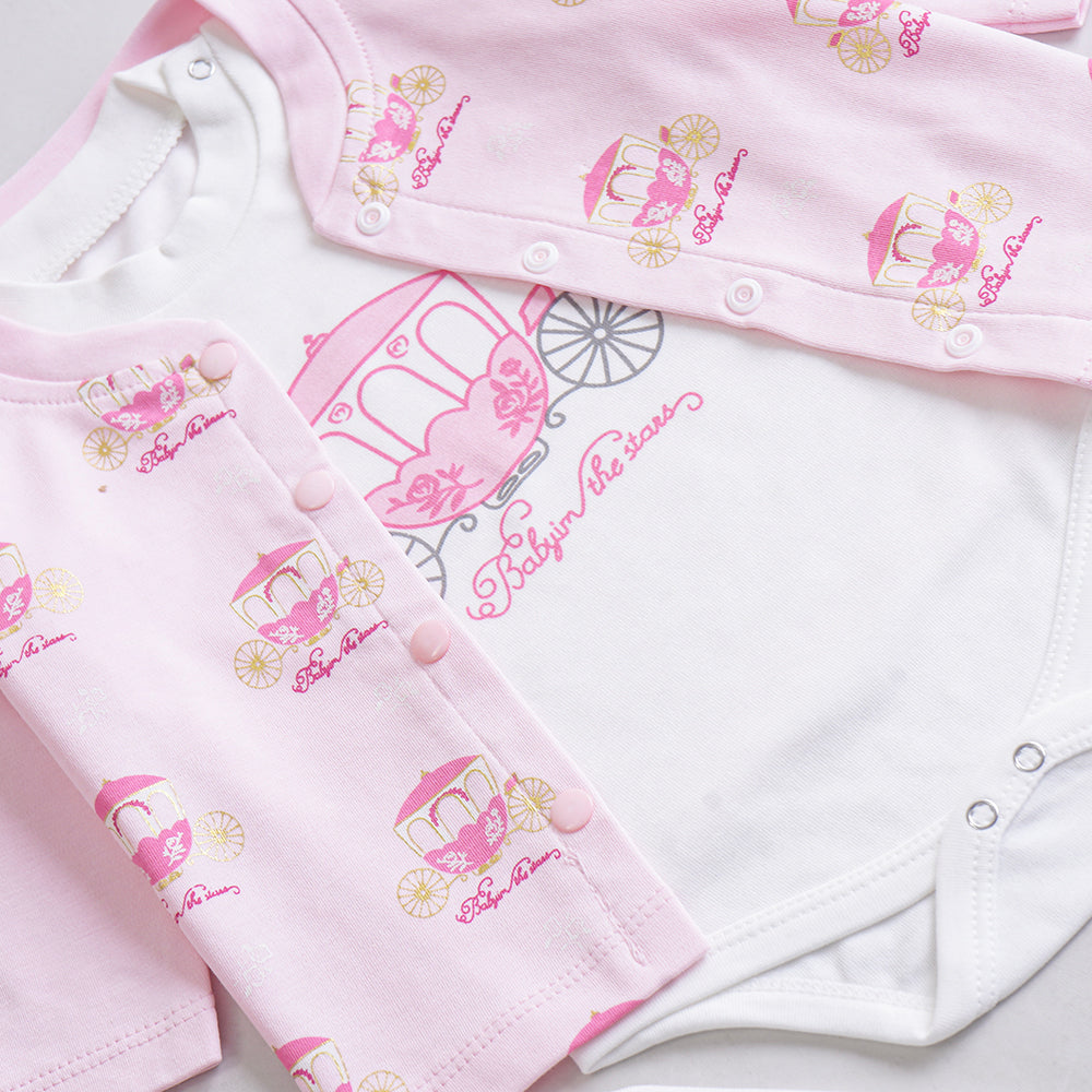 Infant Girls 3 Pcs Suit – Green, Peach & Pink Winter Outfit Set (3-6 Months)