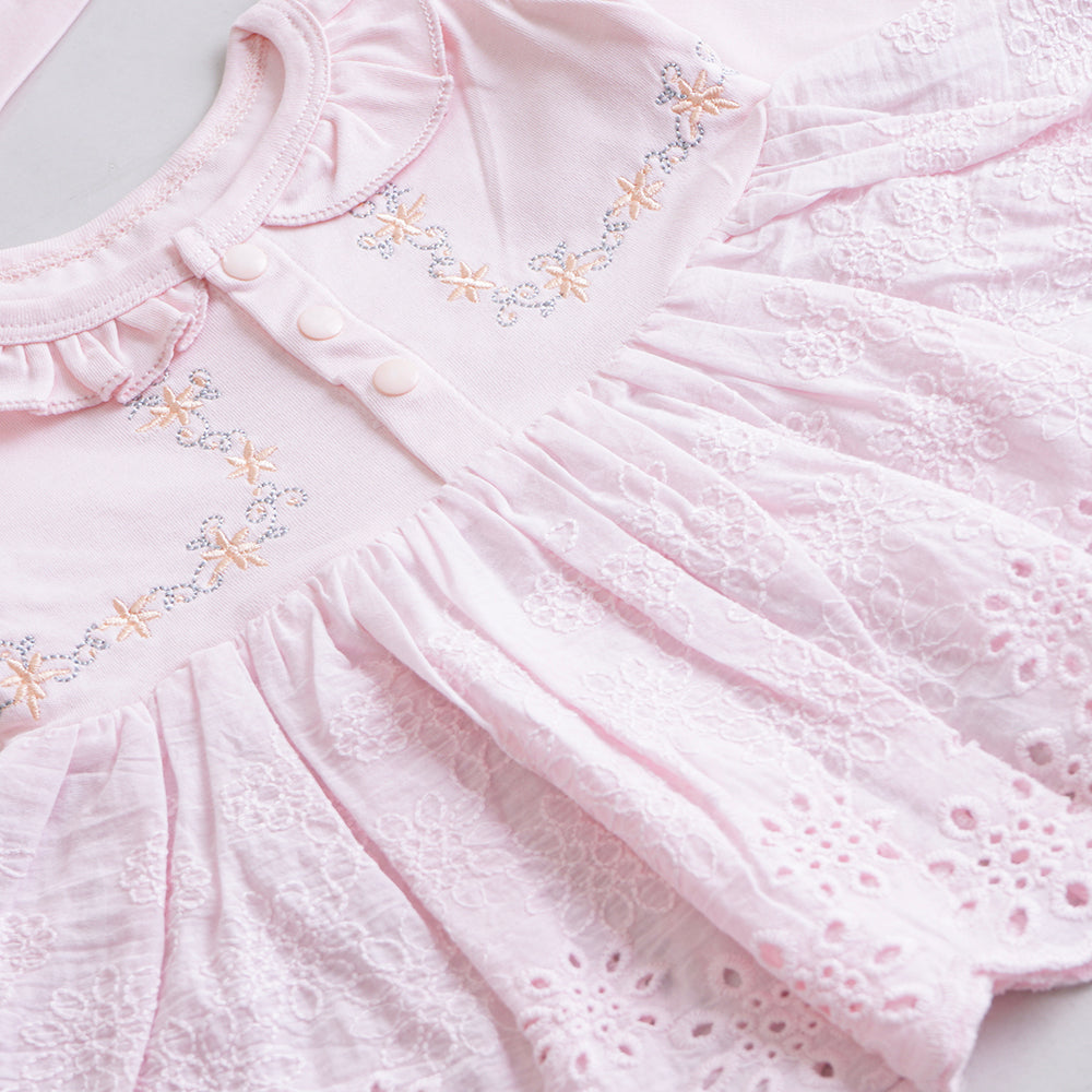 Infant Girls 3 Pcs Suit – Peach, Green, Pink & Yellow Set (3-6 Months)