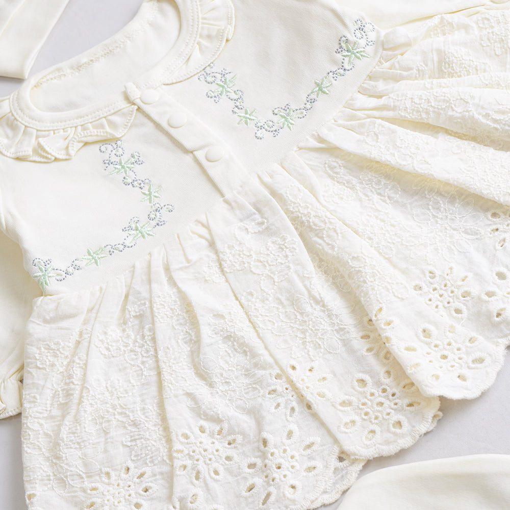 Infant Girls 3 Pcs Suit – Peach, Green, Pink & Yellow Set (3-6 Months)