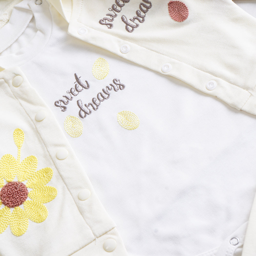 Infant Girls 3 Pcs Suit – Green, Peach, Pink & Yellow Winter Set (3-6 Months)