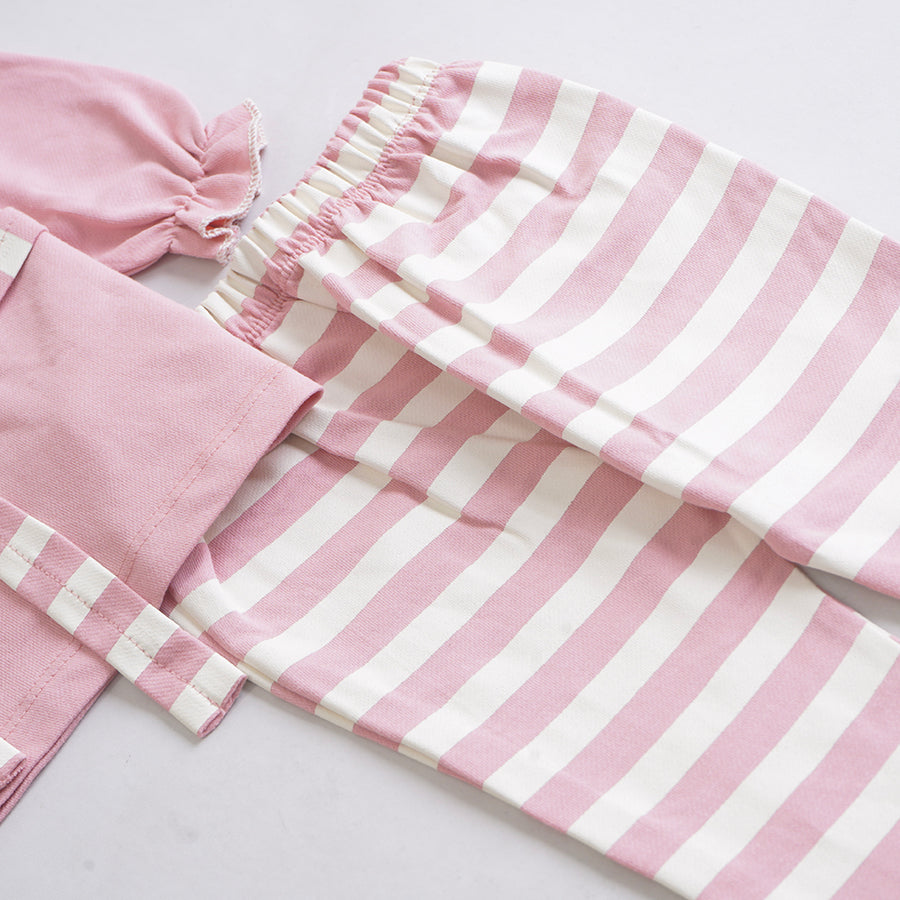 Girls 2 Pcs Suit – Green & Pink Winter Outfit Set (6-9 & 9-12 Months)