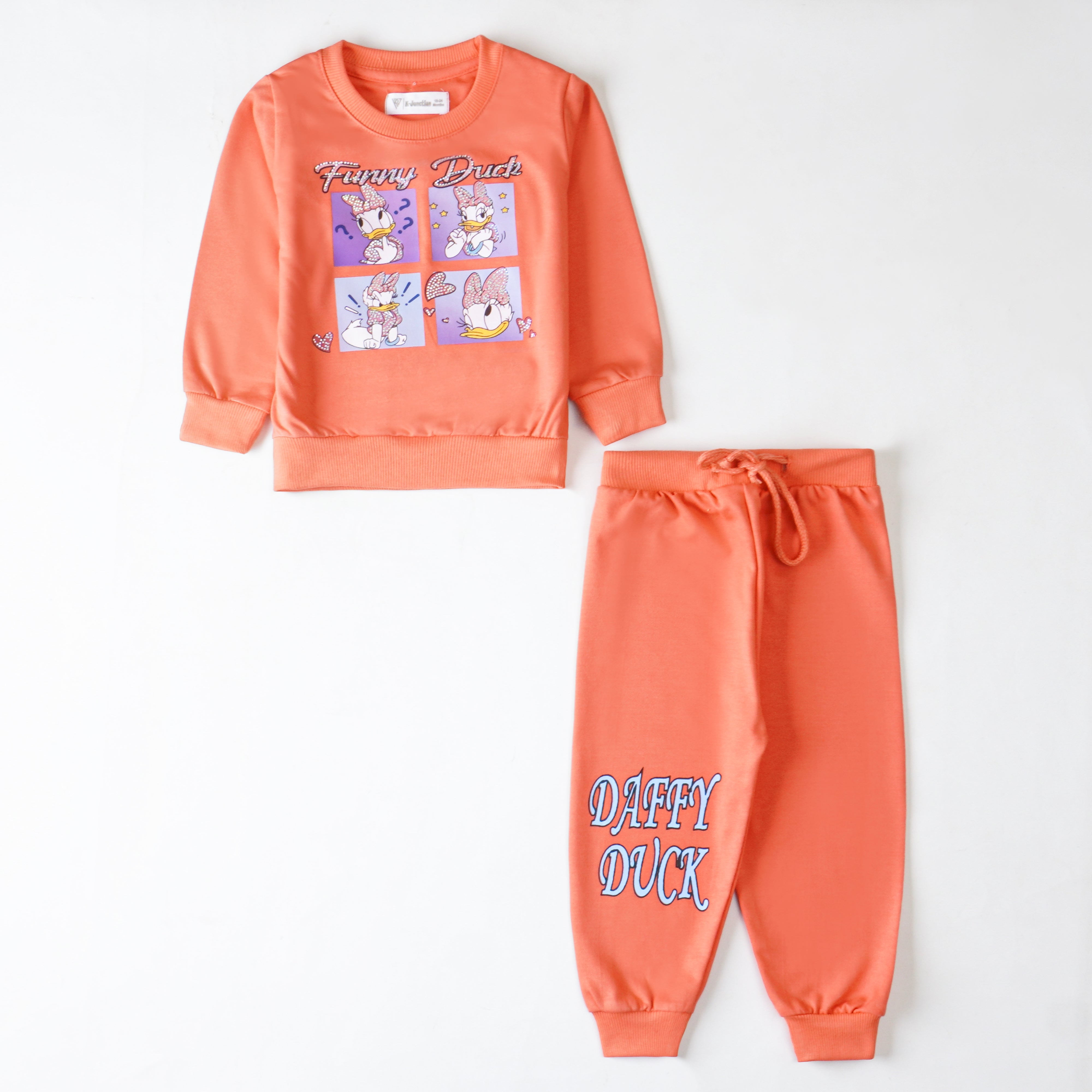 Girls Terry Printed Full Sleeve Suit