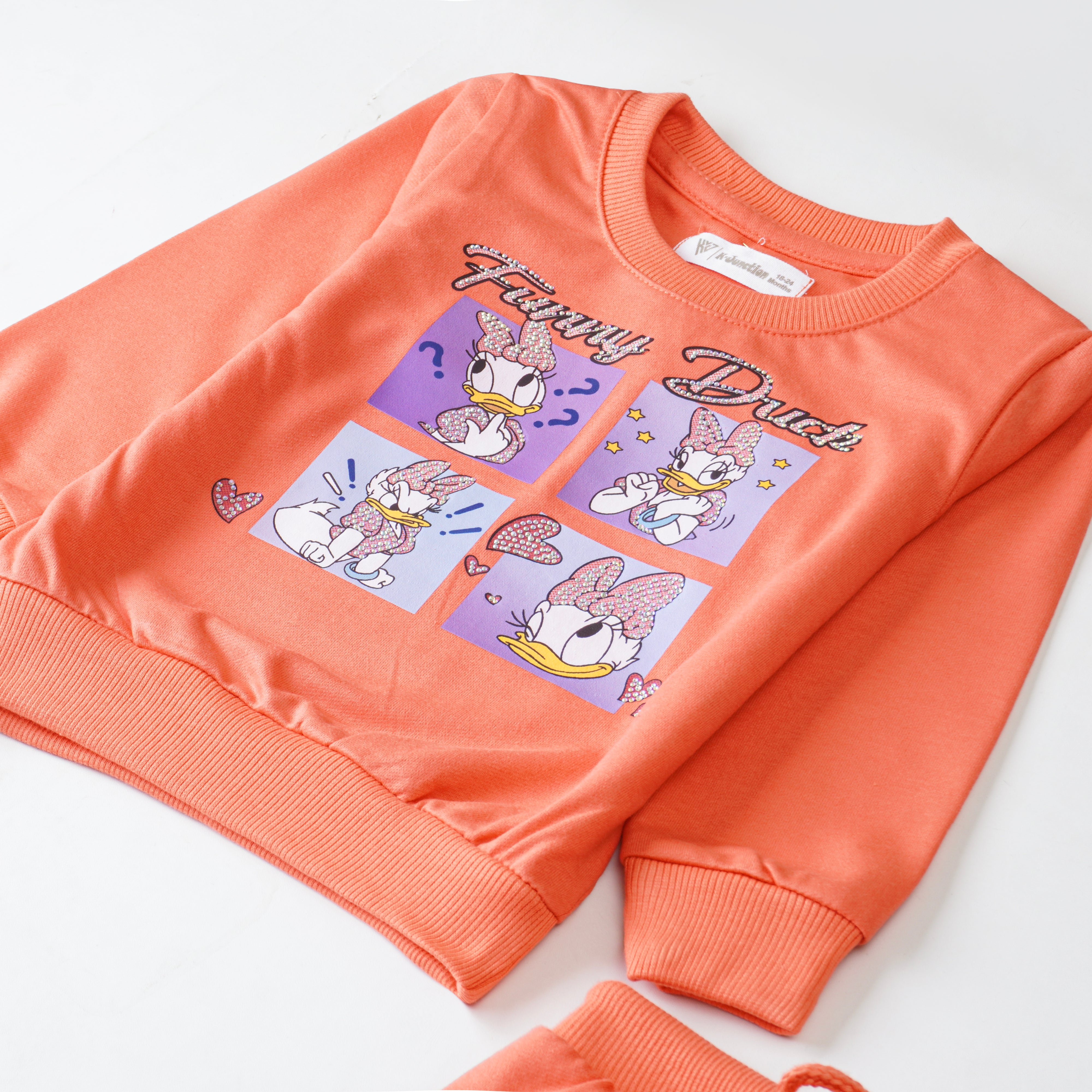 Girls Terry Printed Full Sleeve Suit