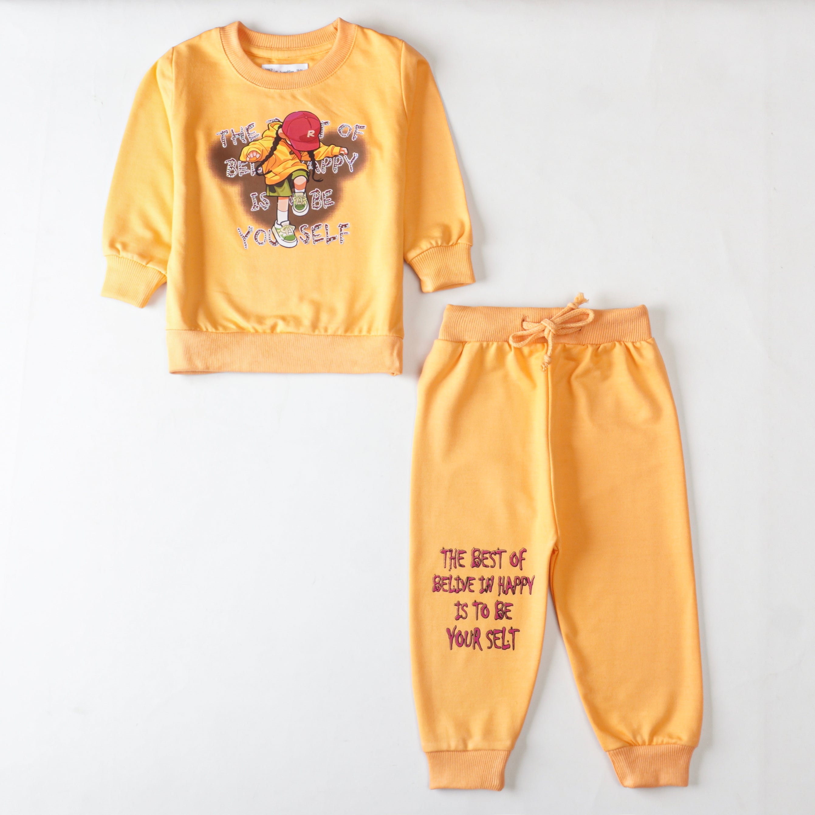 Girls Terry Printed Full Sleeve Suit