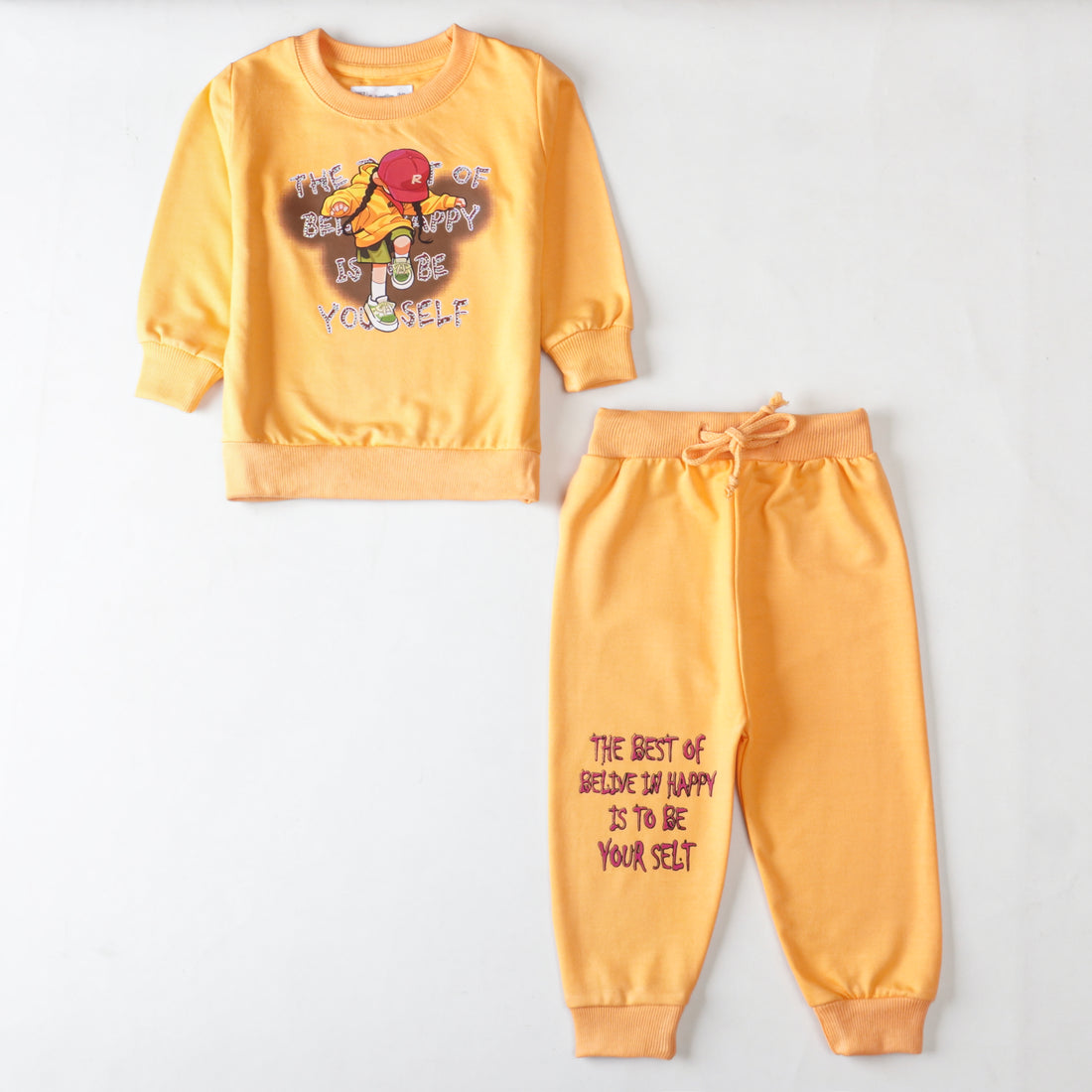 Girls Terry Printed Full Sleeve Suit