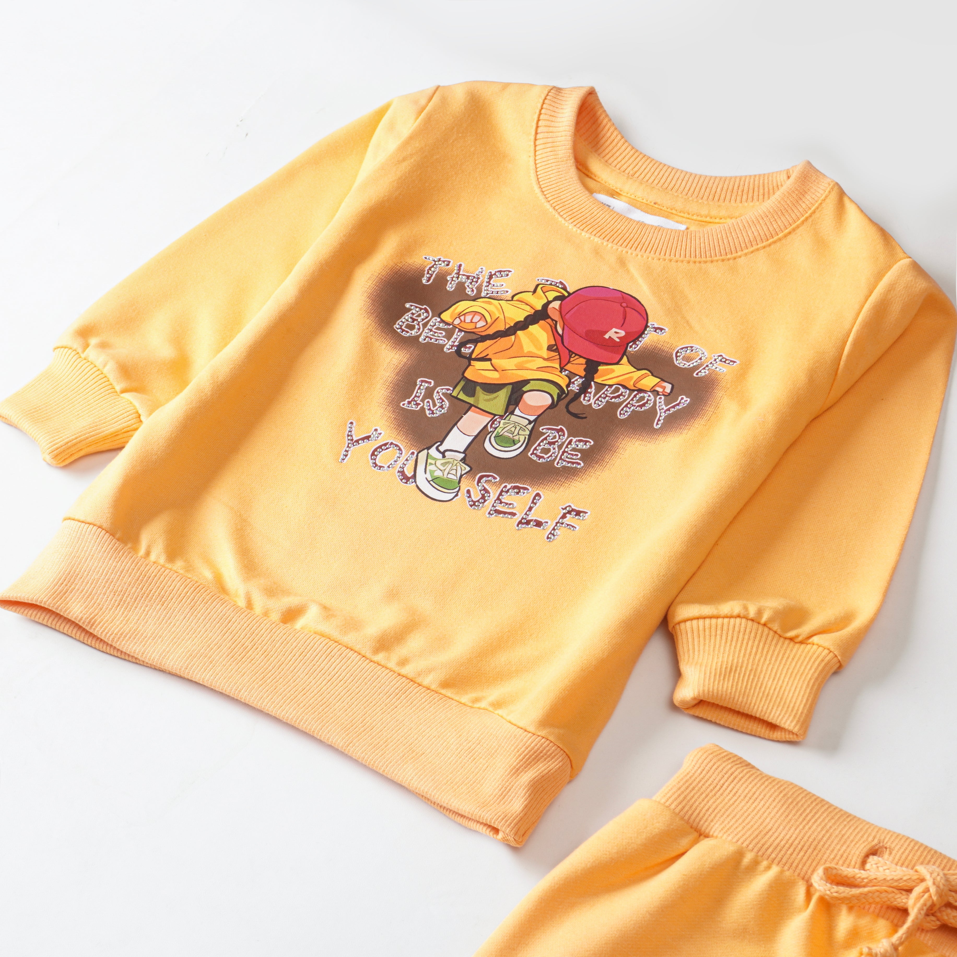 Girls Terry Printed Full Sleeve Suit