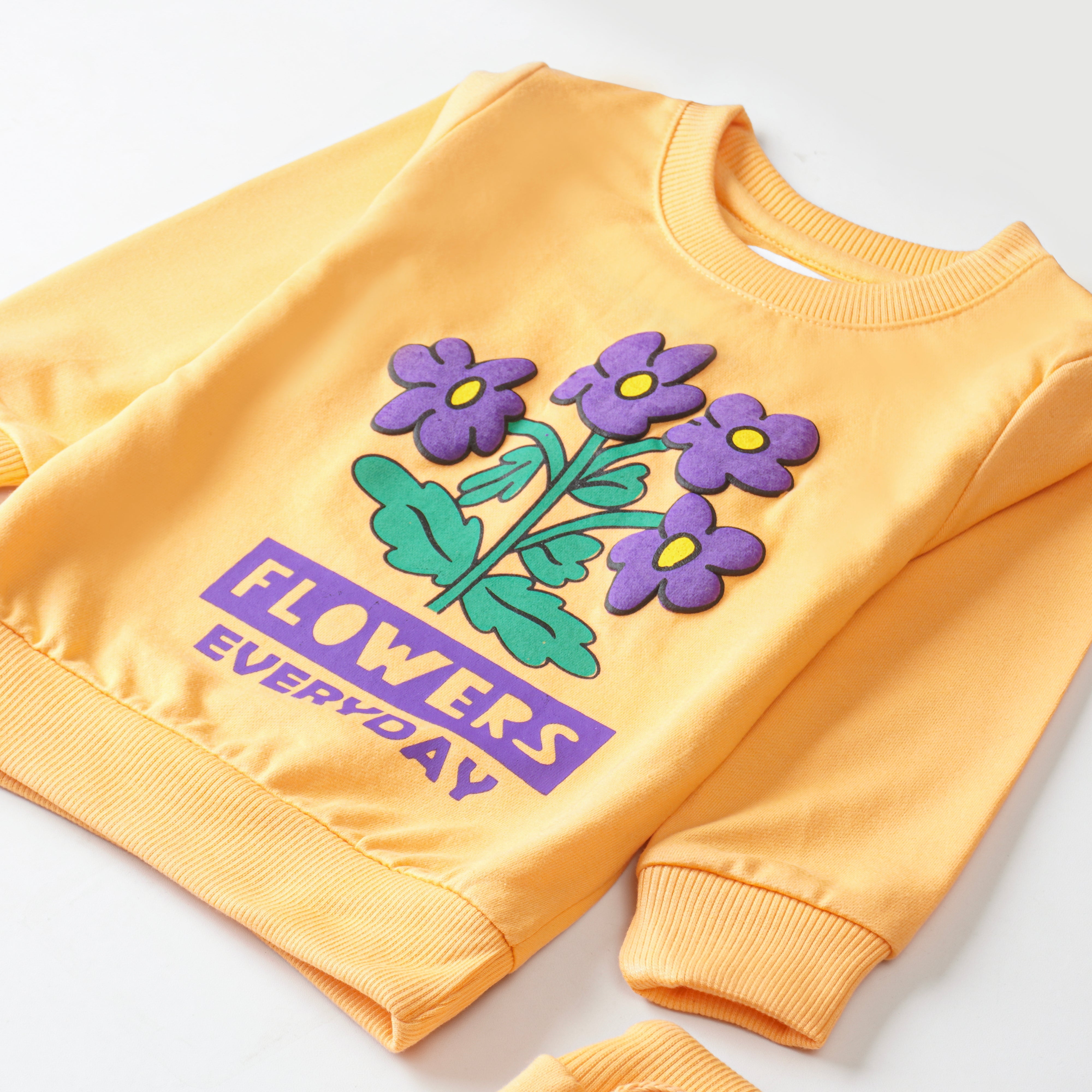 Girls Terry Printed Full Sleeve Suit