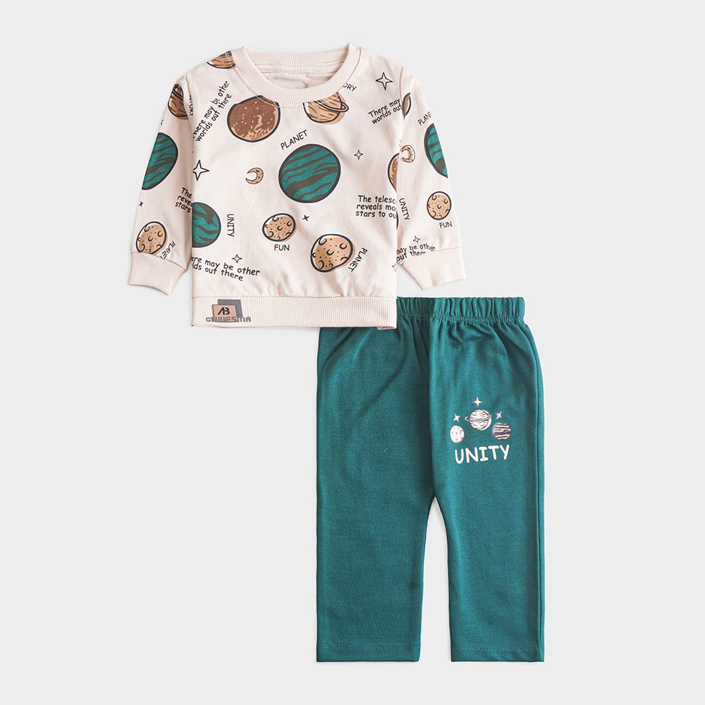 Boys 2 Pcs Suit – Brown, Dark Green & Skin Winter Outfit Set (6-9 & 9-12 Months)