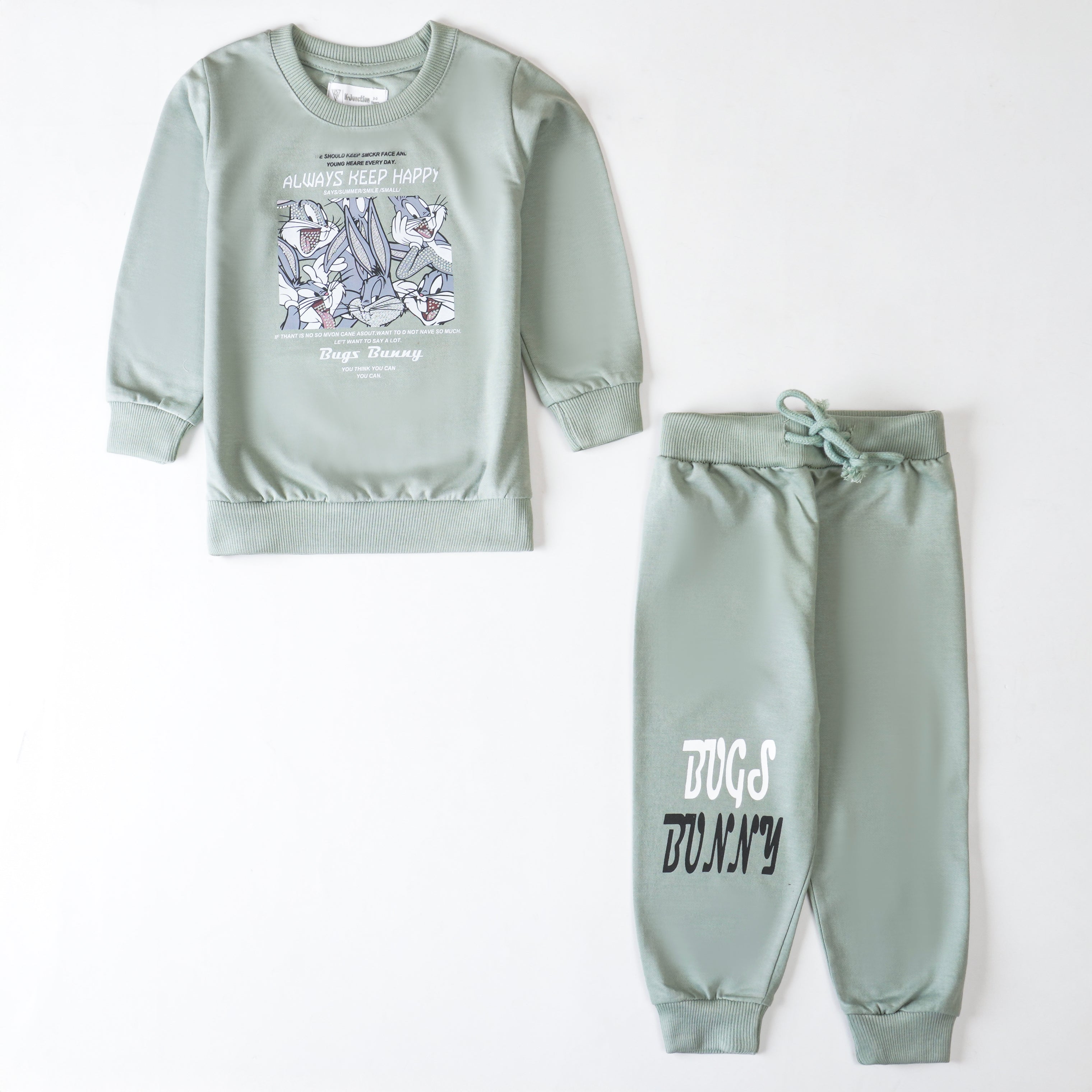 Girls Terry Printed Full Sleeve Suit