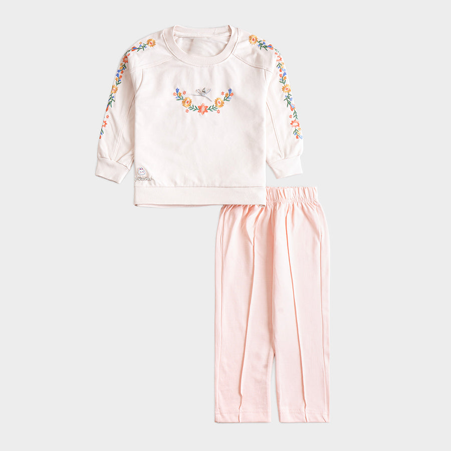 Girls 2 Pcs Suit – Blue, Peach & Yellow Winter Outfit Set (4 to 9 Years)