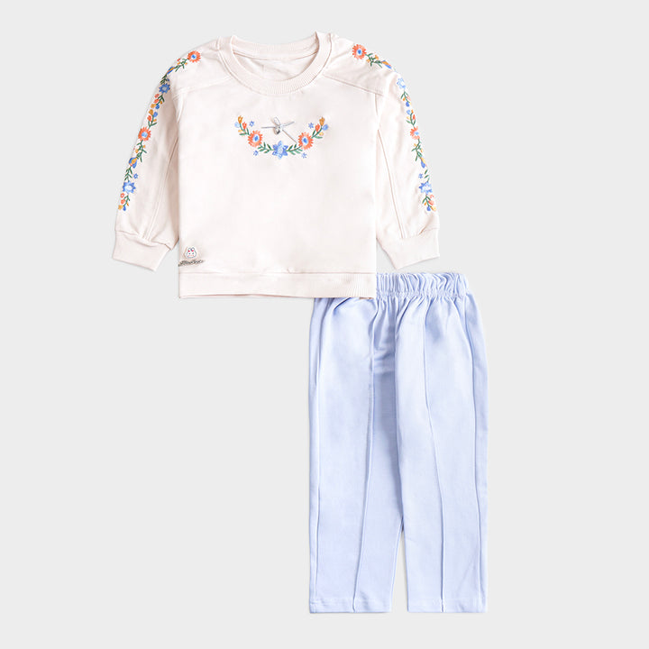 Girls 2 Pcs Suit – Blue, Peach & Yellow Winter Outfit Set (4 to 9 Years)