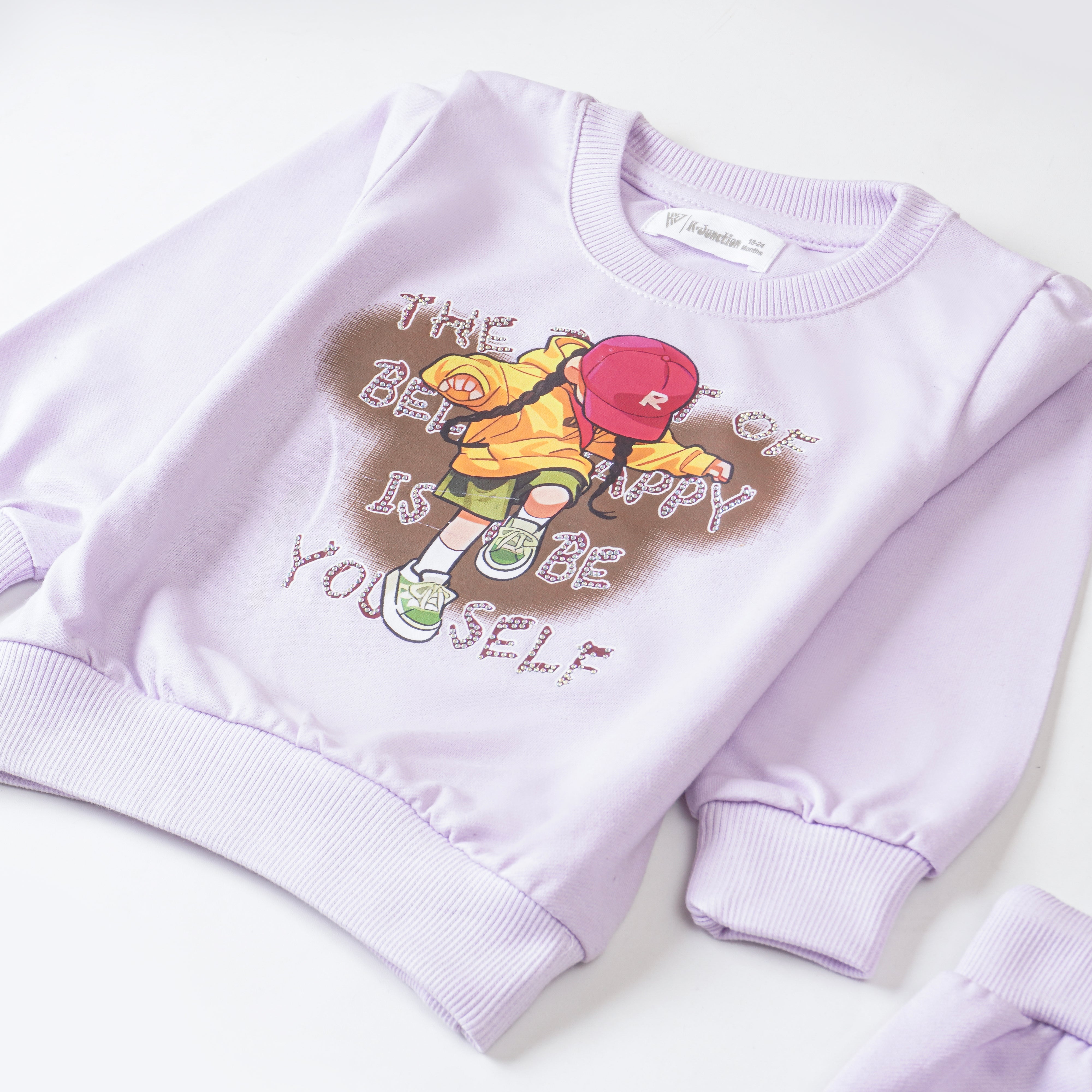 Girls Terry Printed Full Sleeve Suit