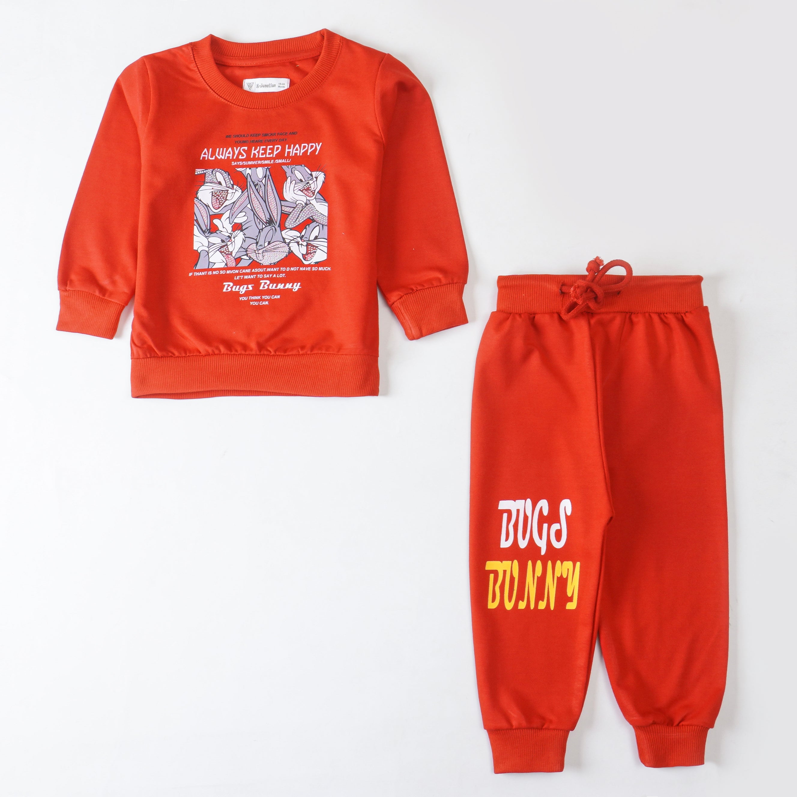 Girls Terry Printed Full Sleeve Suit