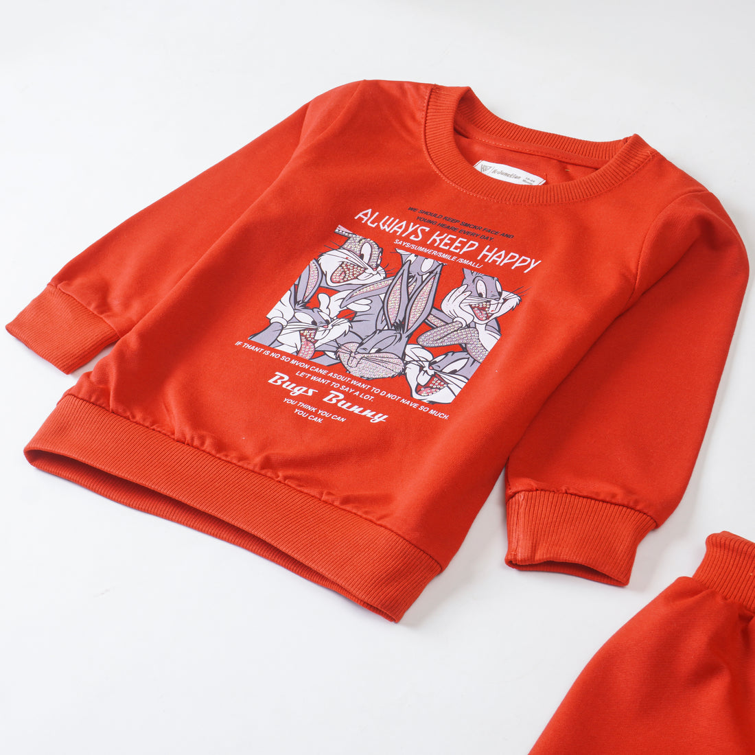 Girls Terry Printed Full Sleeve Suit