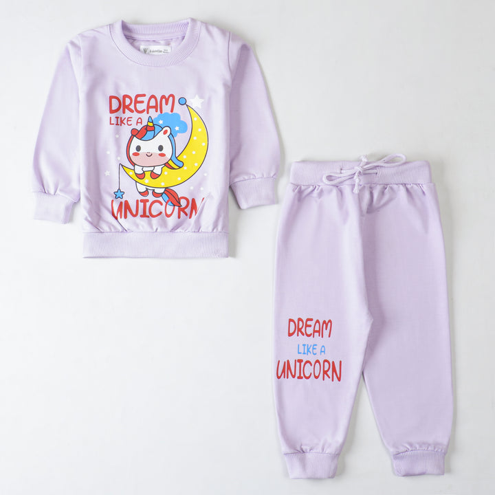 Girls Terry Printed Full Sleeve Suit