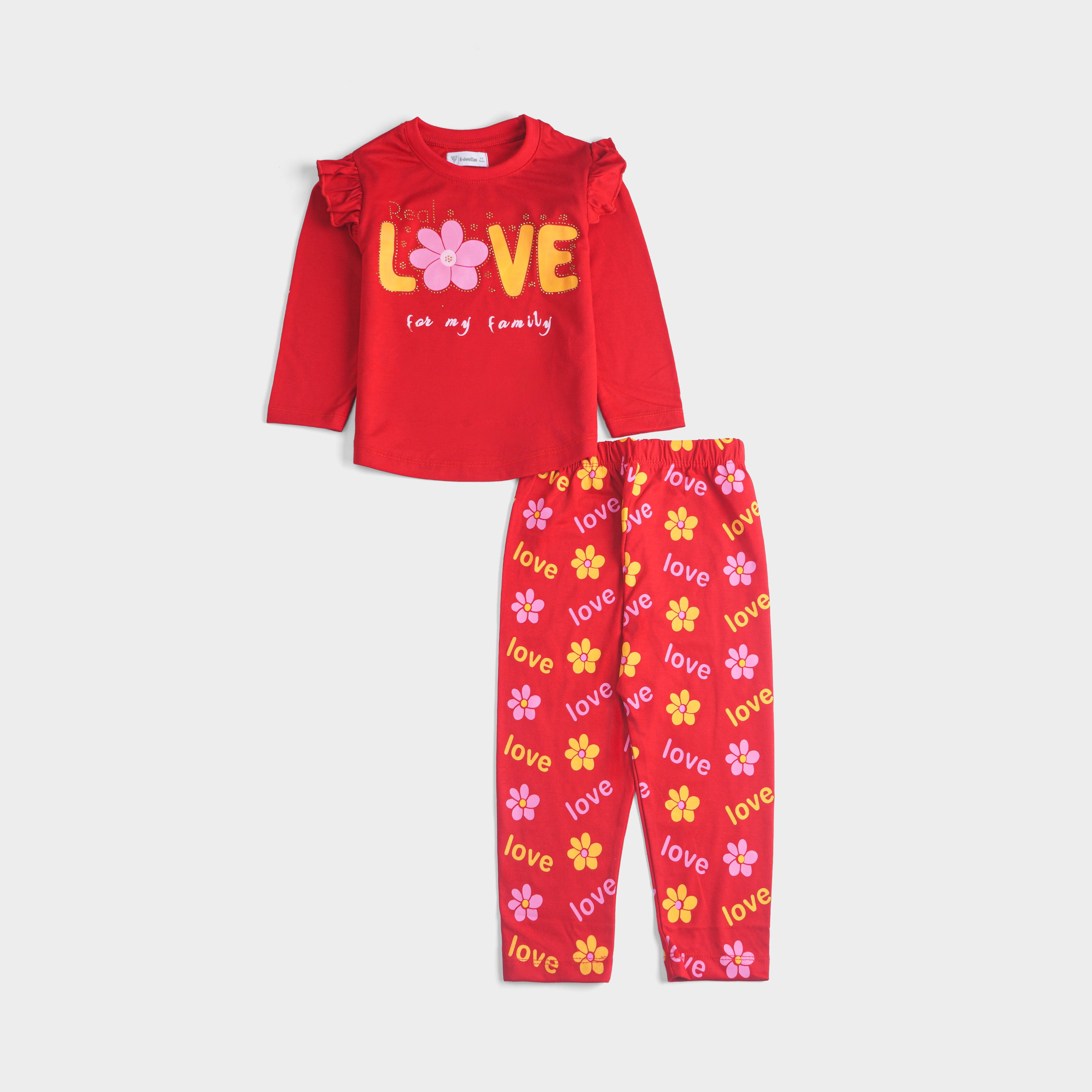 Girls Printed Full Sleeve Suit (Love)