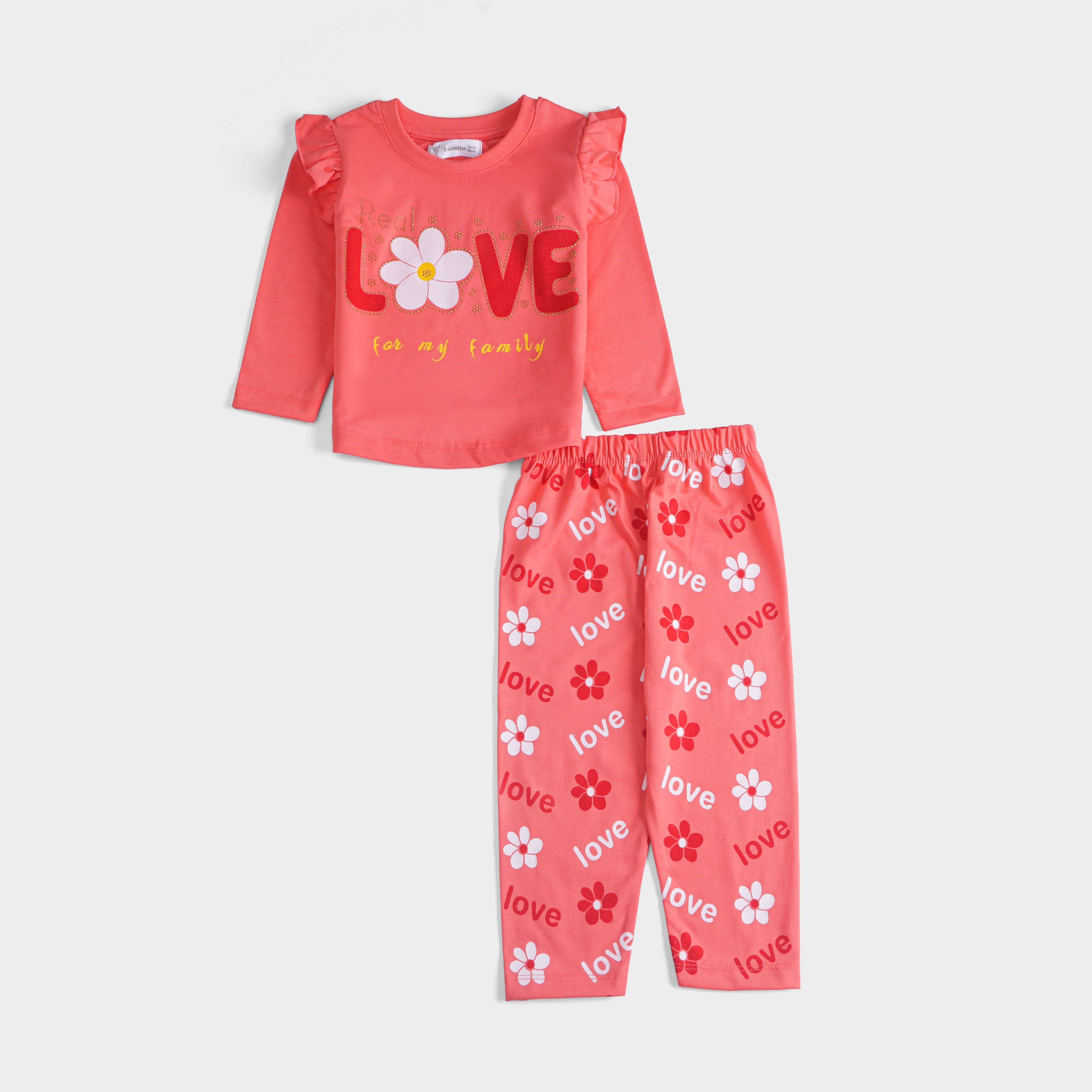 Girls Printed Full Sleeve Suit (Love)