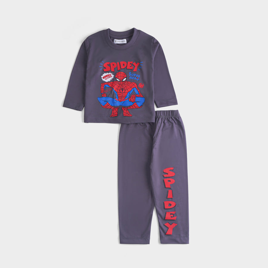 Boys Printed Full Sleeve Suit (Spidey)