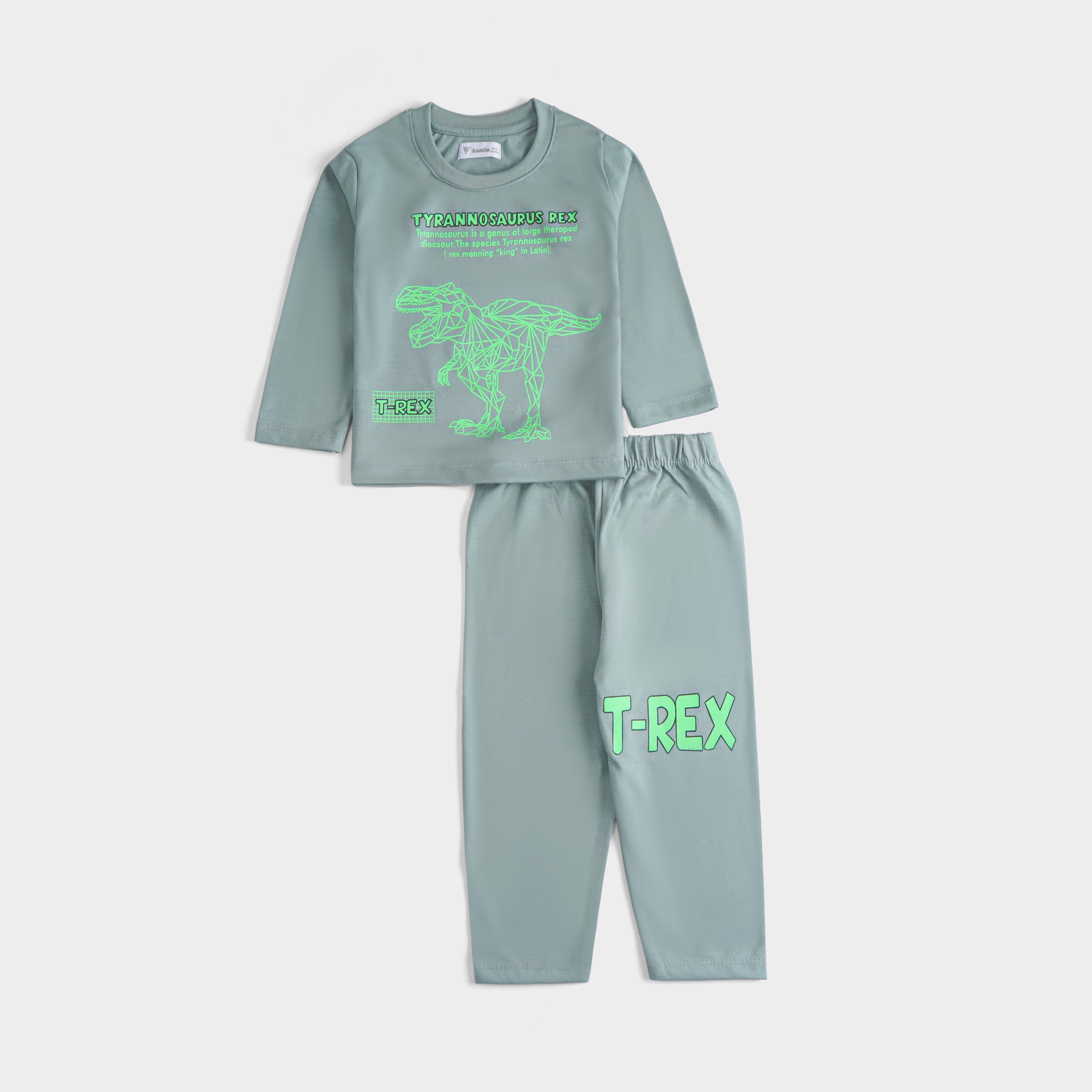 Boys Printed Full Sleeve Suit (Tyrranossorus)
