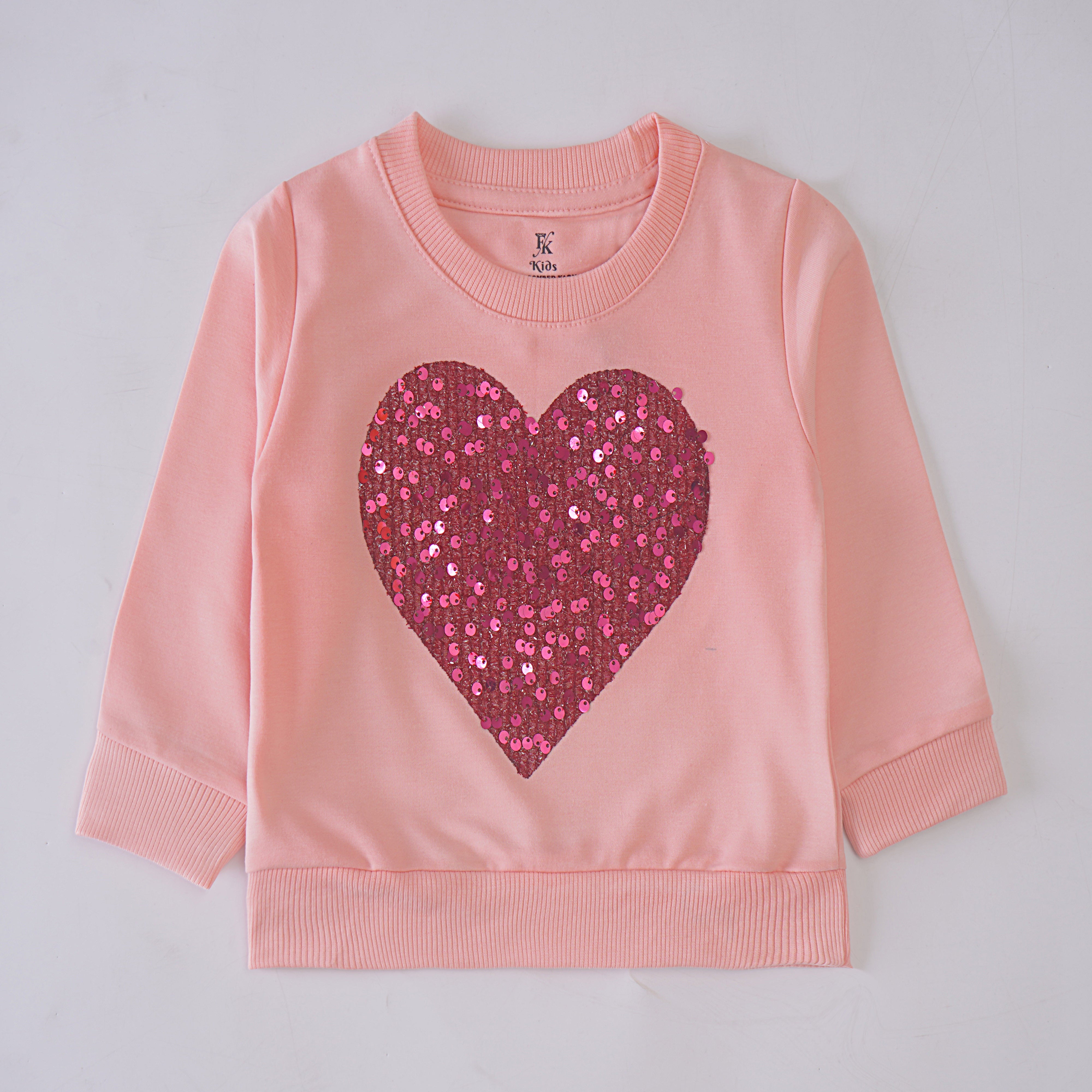 Girls Terry sweatshirt (Heart-Sequence)