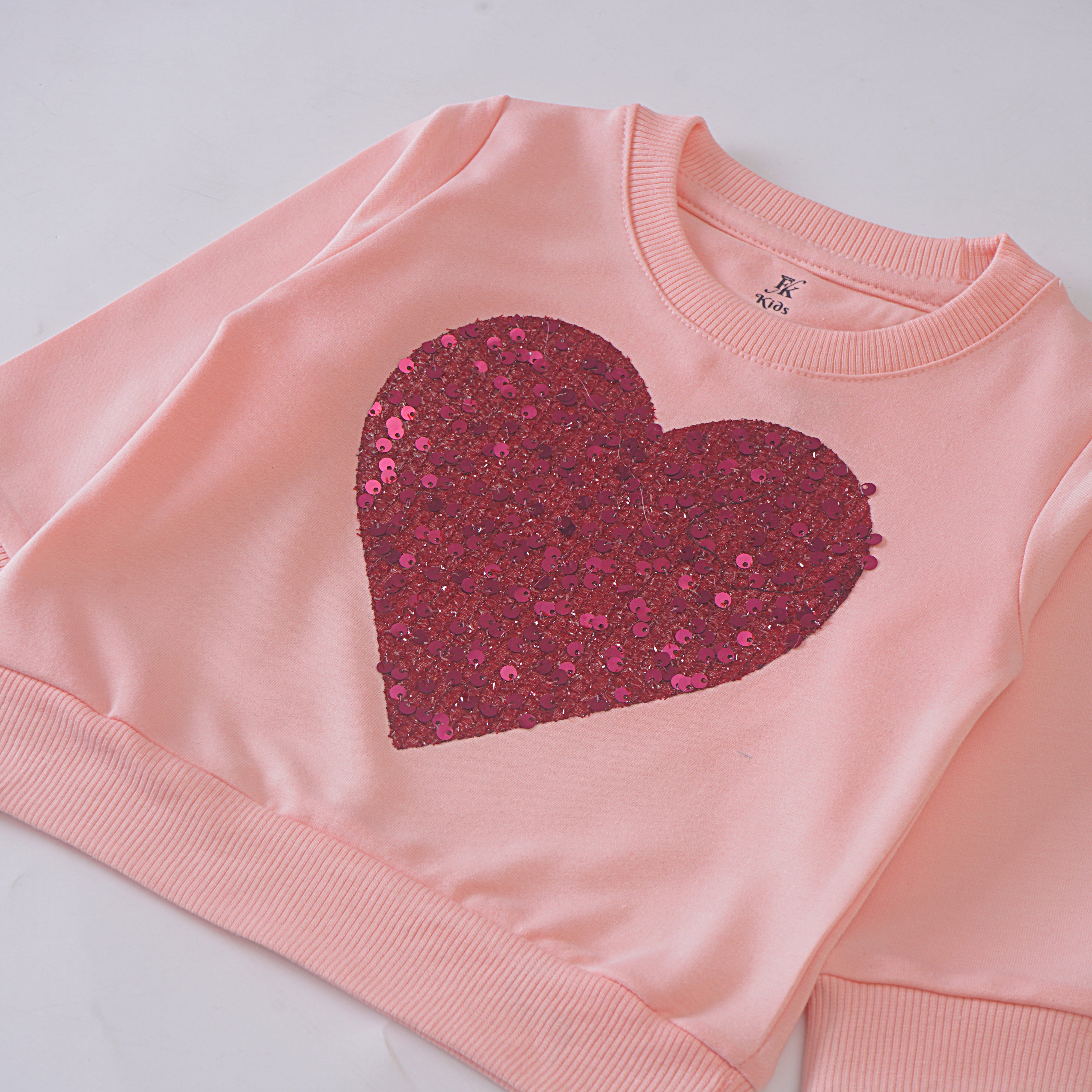 Girls Terry sweatshirt (Heart-Sequence)