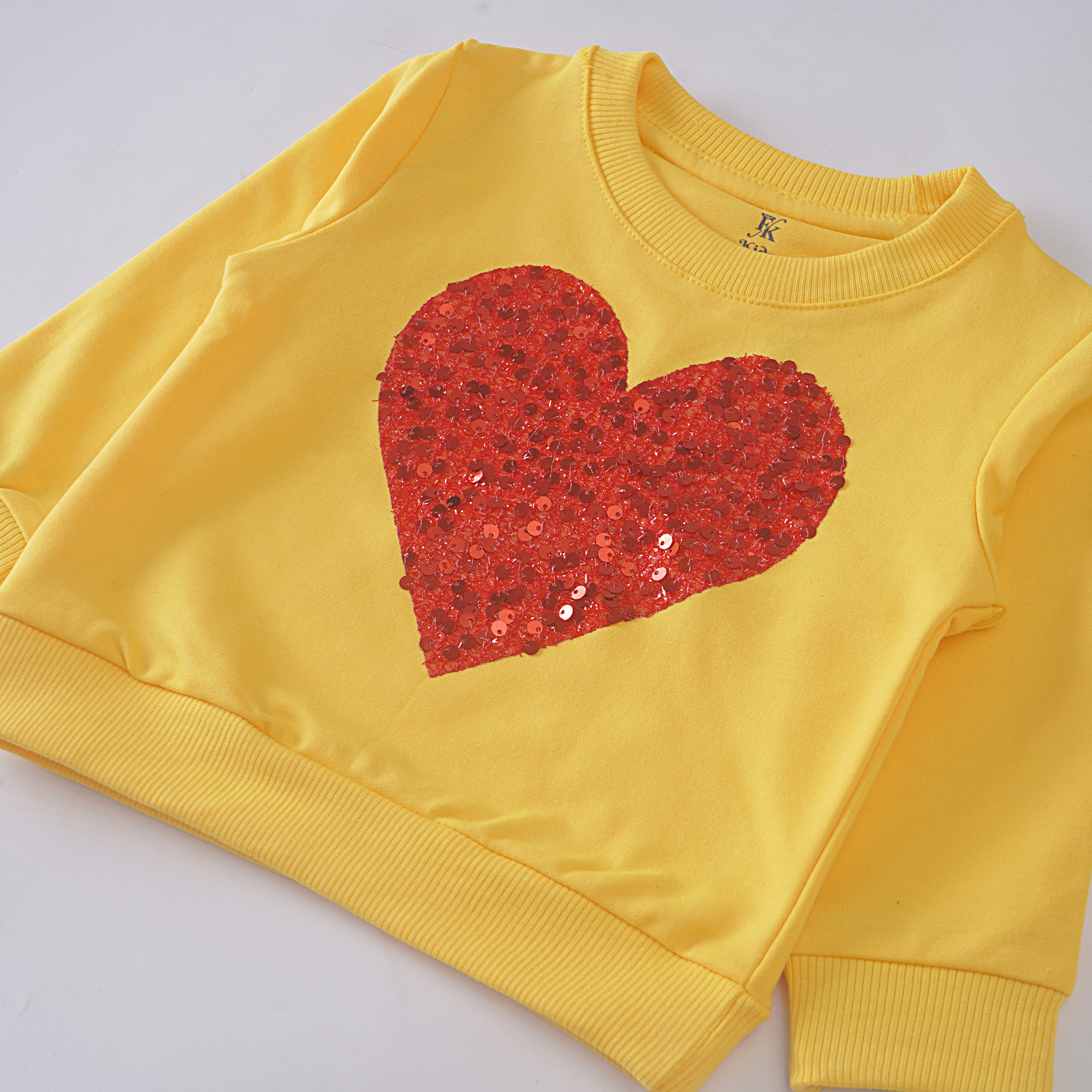 Girls Terry sweatshirt (Heart-Sequence)