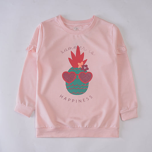 Girls Printed Full Sleeve Sweat T-Shirt Code ( Happiness )