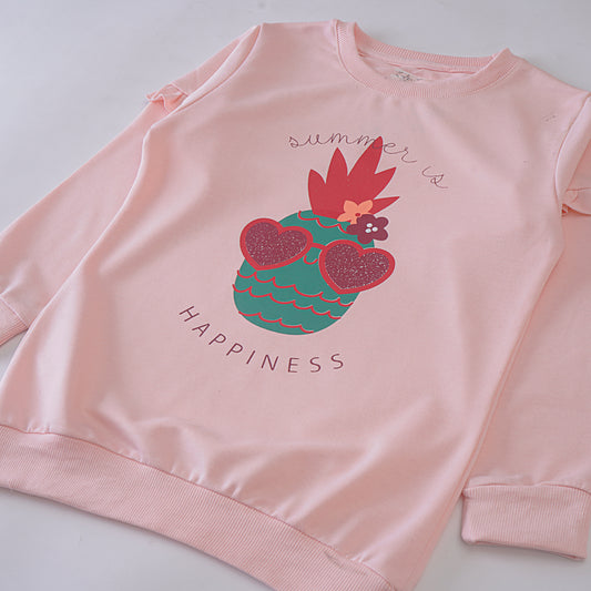 Girls Printed Full Sleeve Sweat T-Shirt Code ( Happiness )