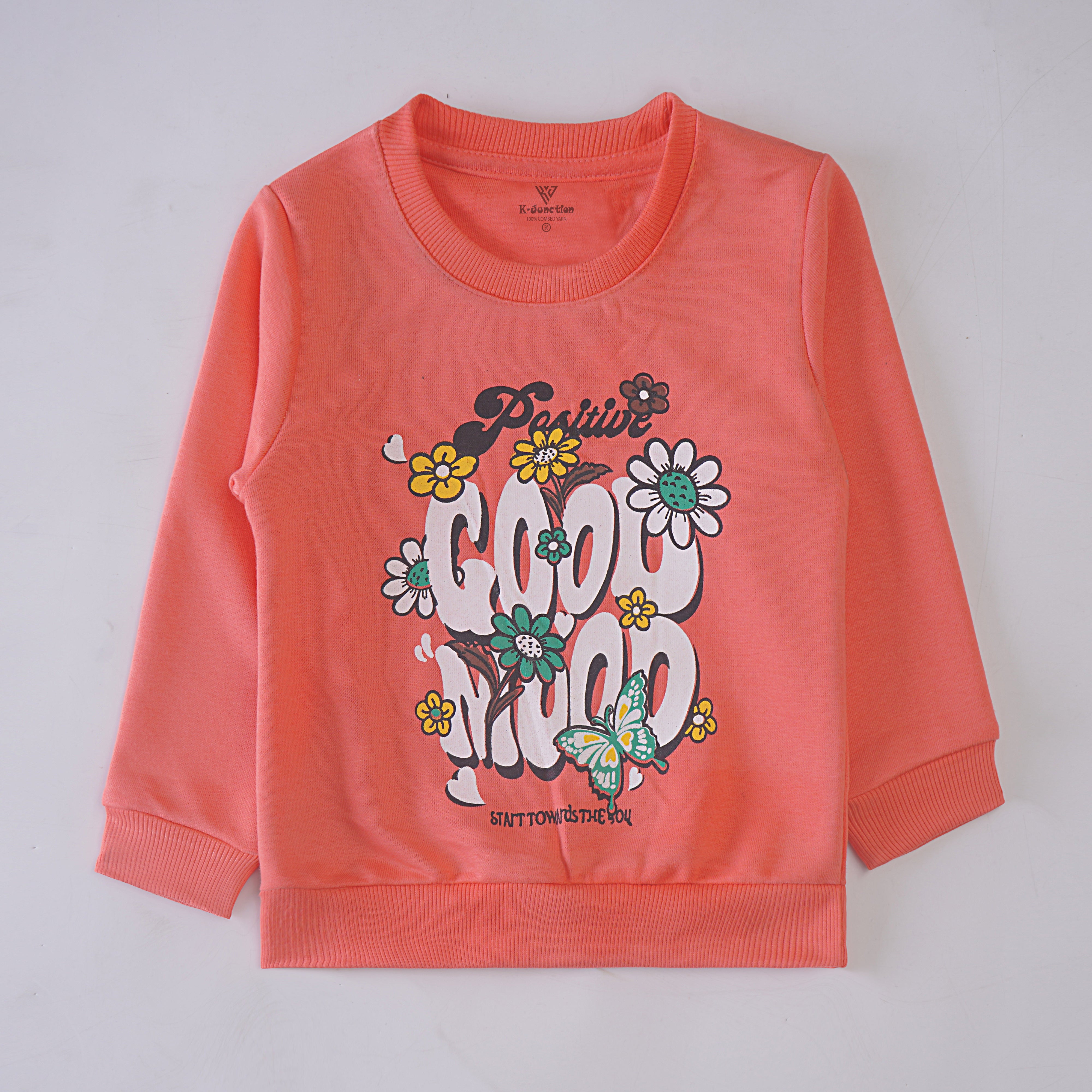 Girls Printed Full Sleeve Sweat T-Shirt (7209)