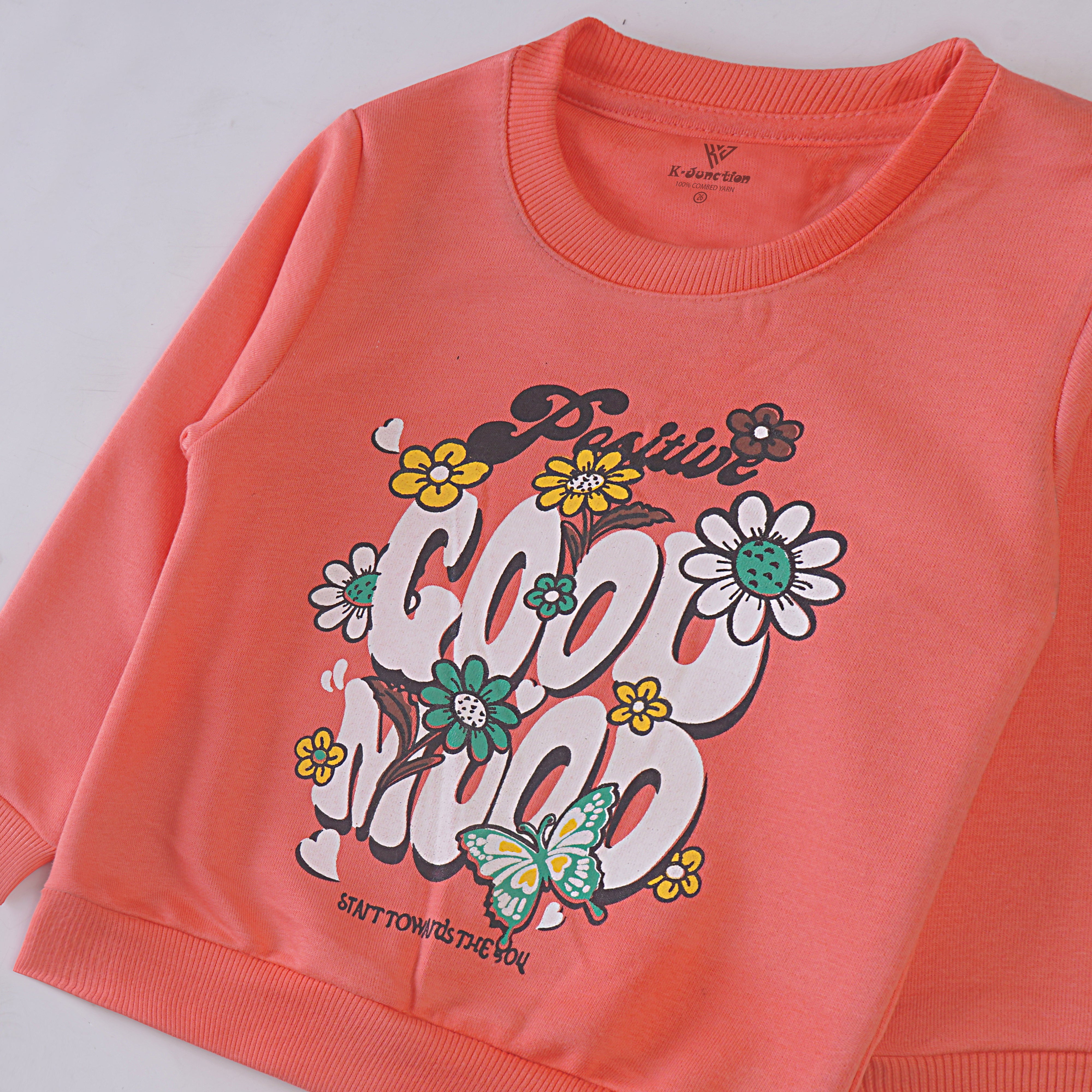 Girls Printed Full Sleeve Sweat T-Shirt (7209)