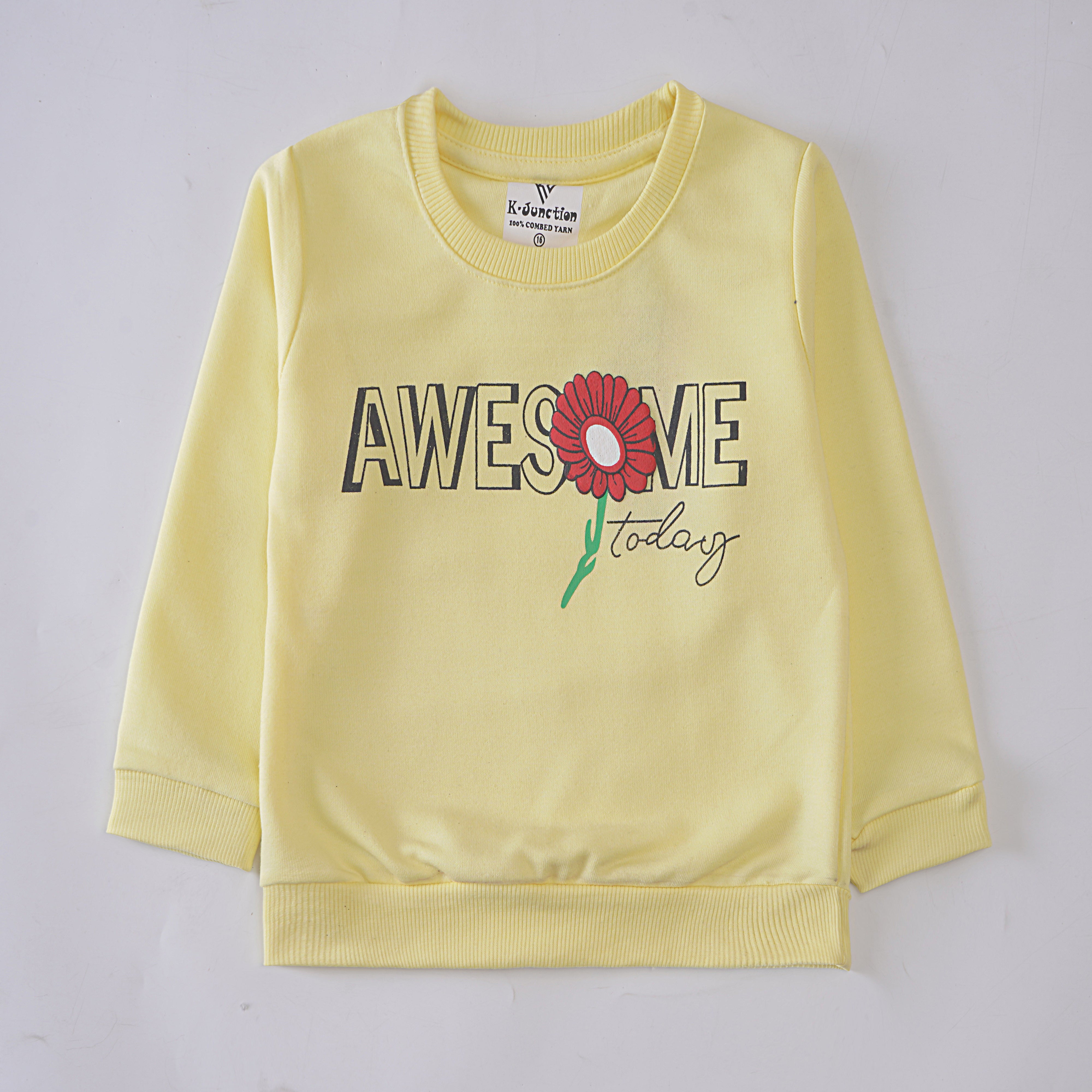 Girls Printed Full Sleeve Sweat T-Shirt Code (7221)