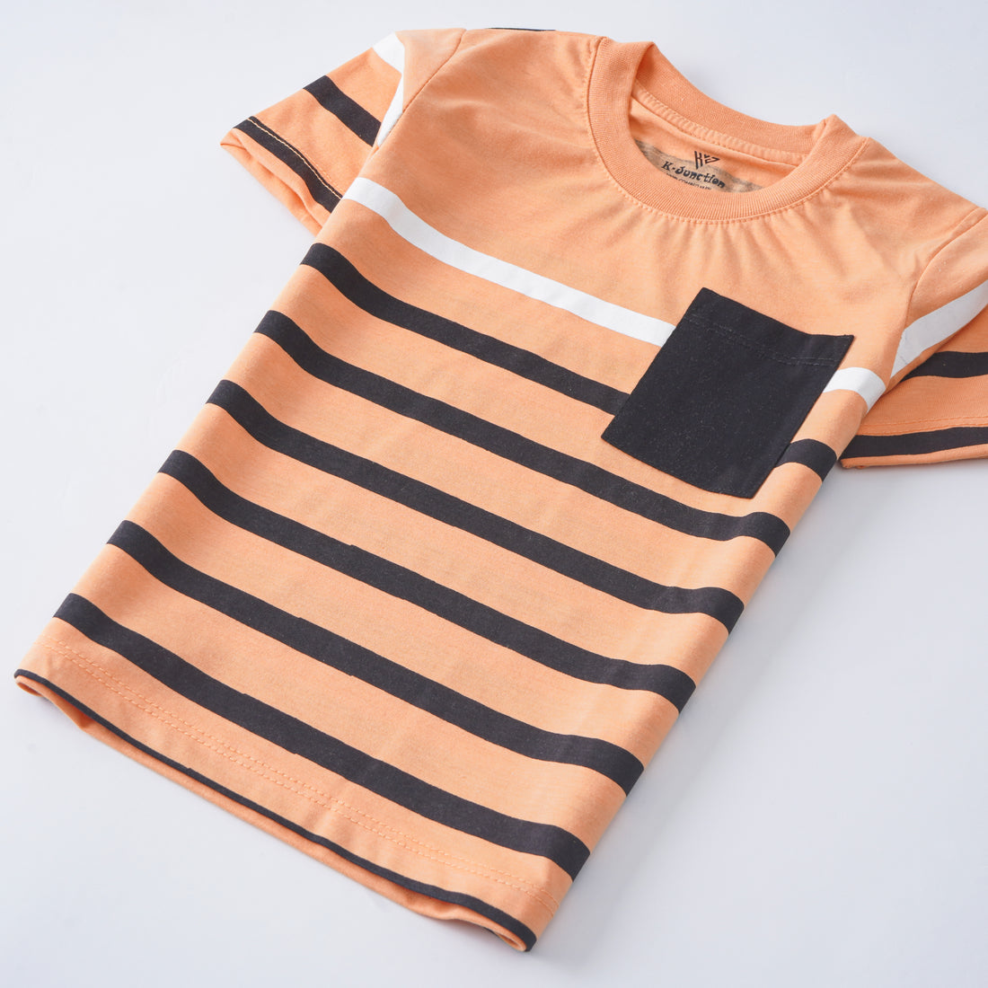 Infant Boys Half Sleeves-Printed T-Shirt (Stripe-Pocket)