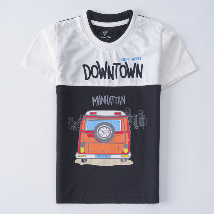 Infant Boys Half Sleeves-Printed T-Shirt (Downtown)