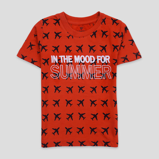 Boys Half Sleeves-Printed T-Shirt (Mood)