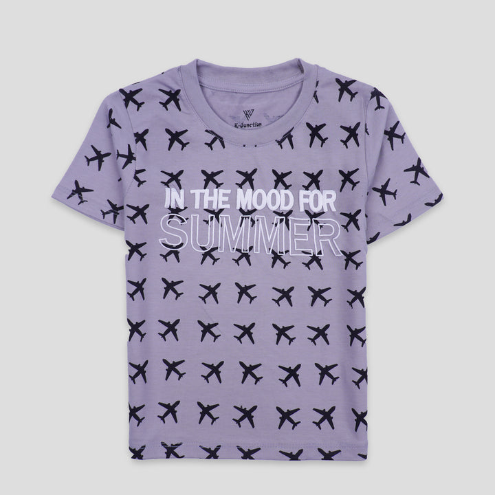 Infant Boys Half Sleeves-Printed T-Shirt (Mood)