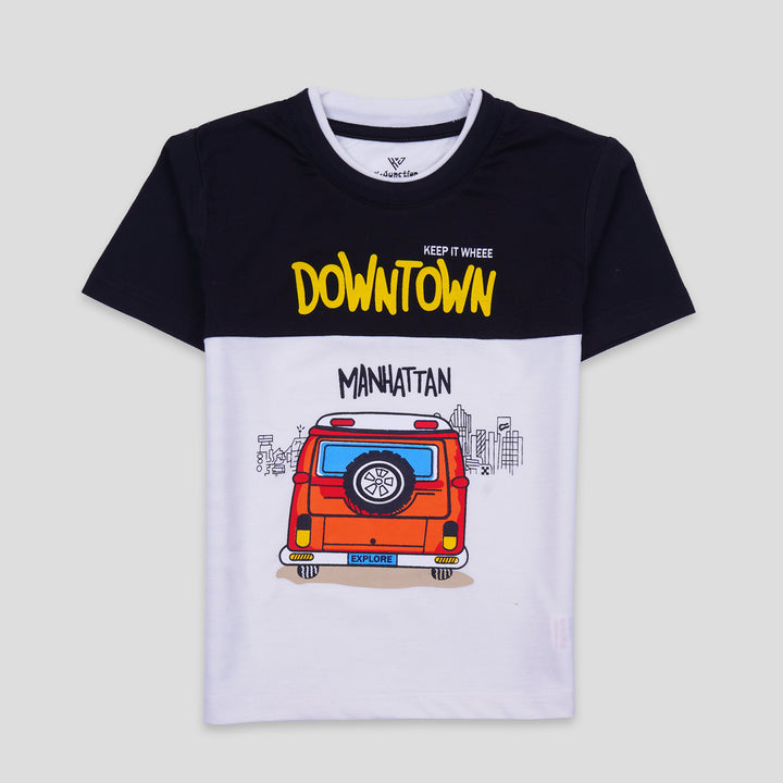 Infant Boys Half Sleeves-Printed T-Shirt (Downtown)