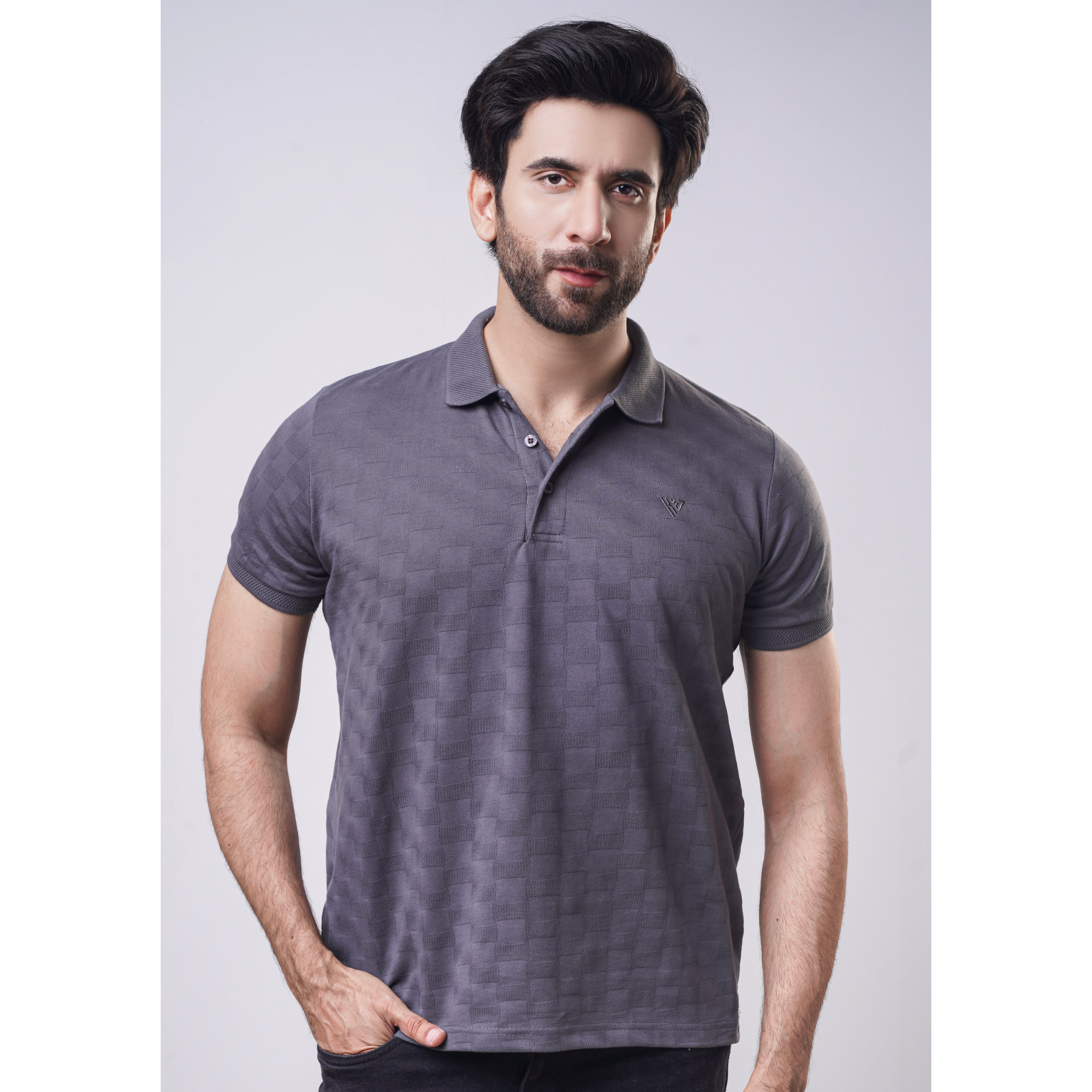 Men's Jacquard Half Sleeve Polo