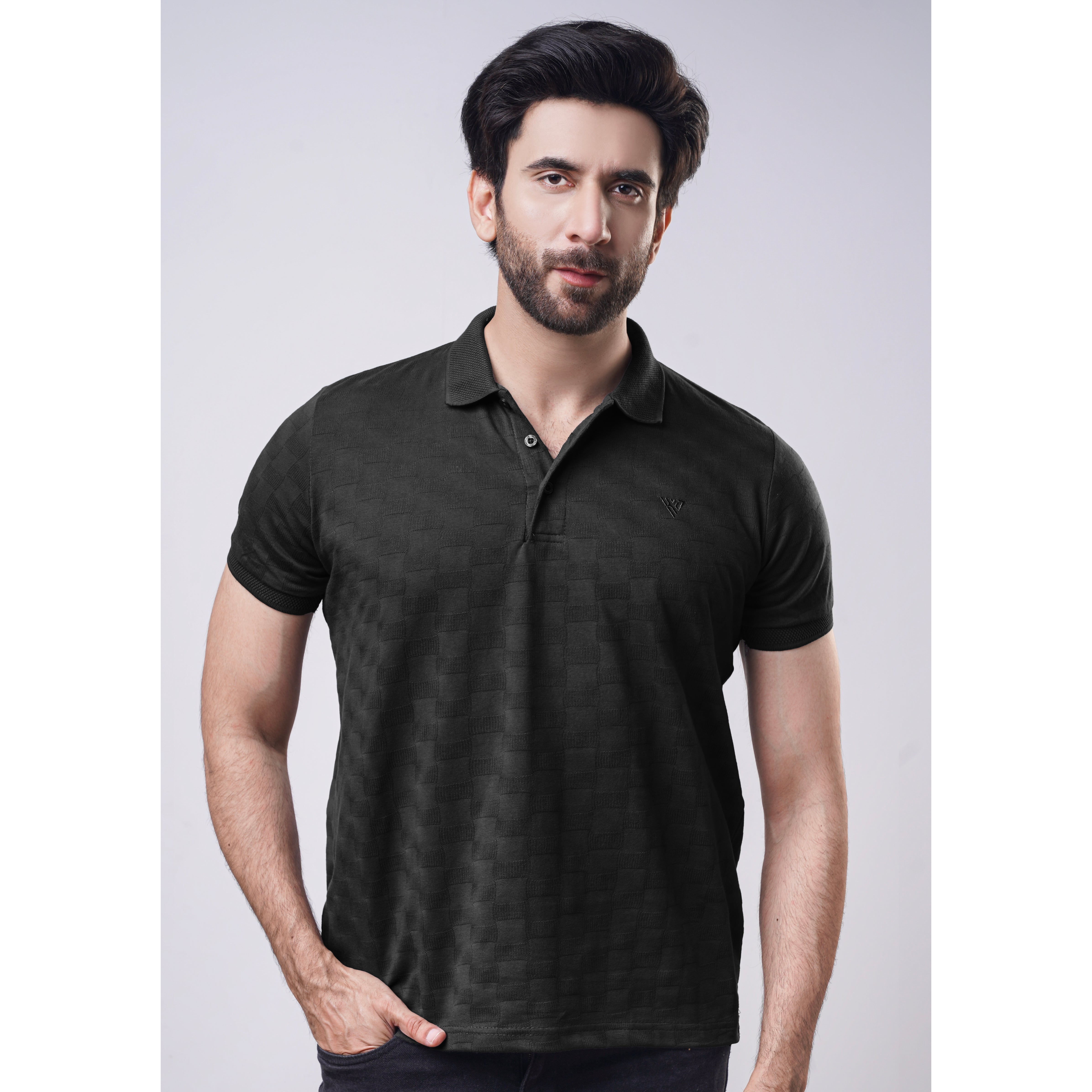 Men's Jacquard Half Sleeve Polo