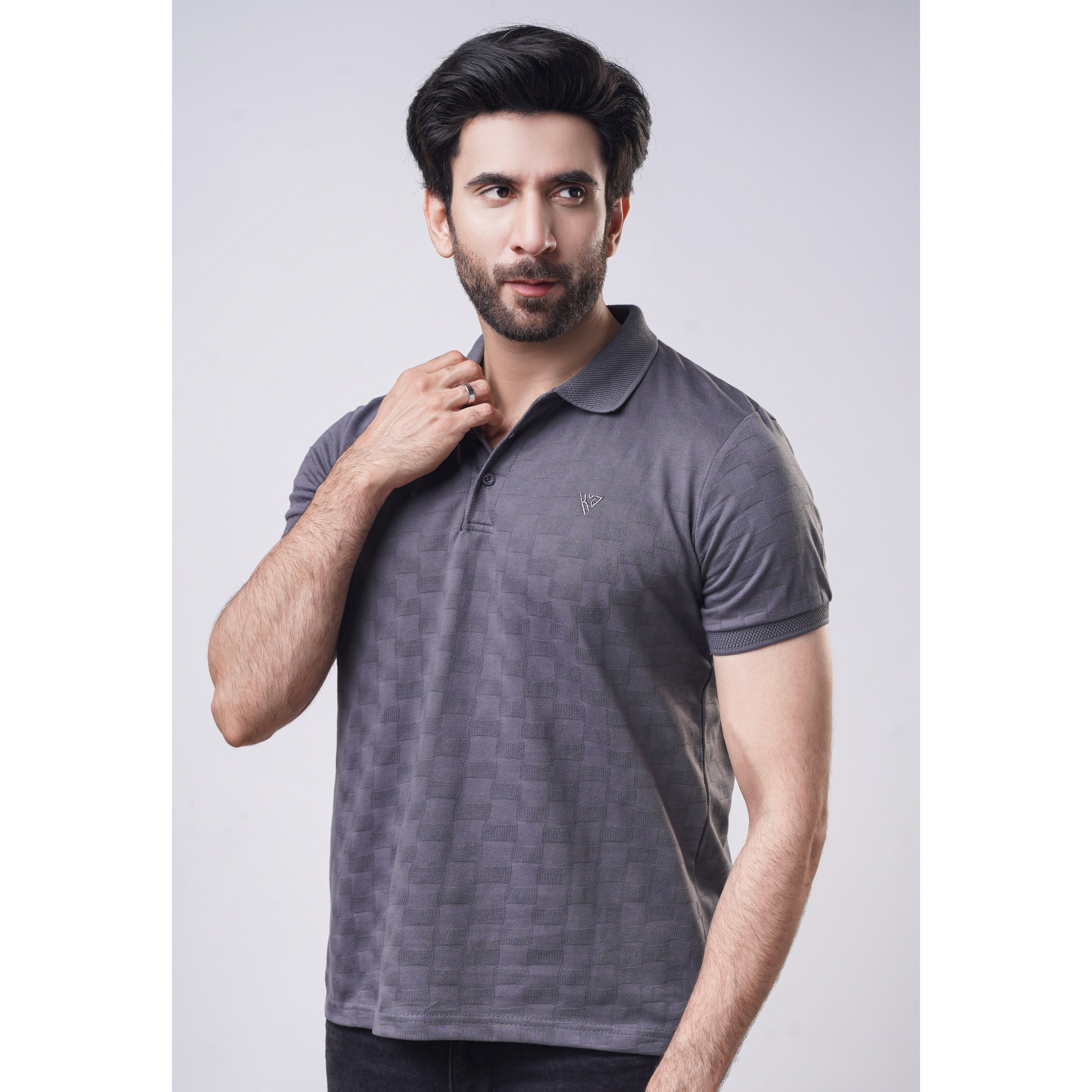 Men's Jacquard Half Sleeve Polo