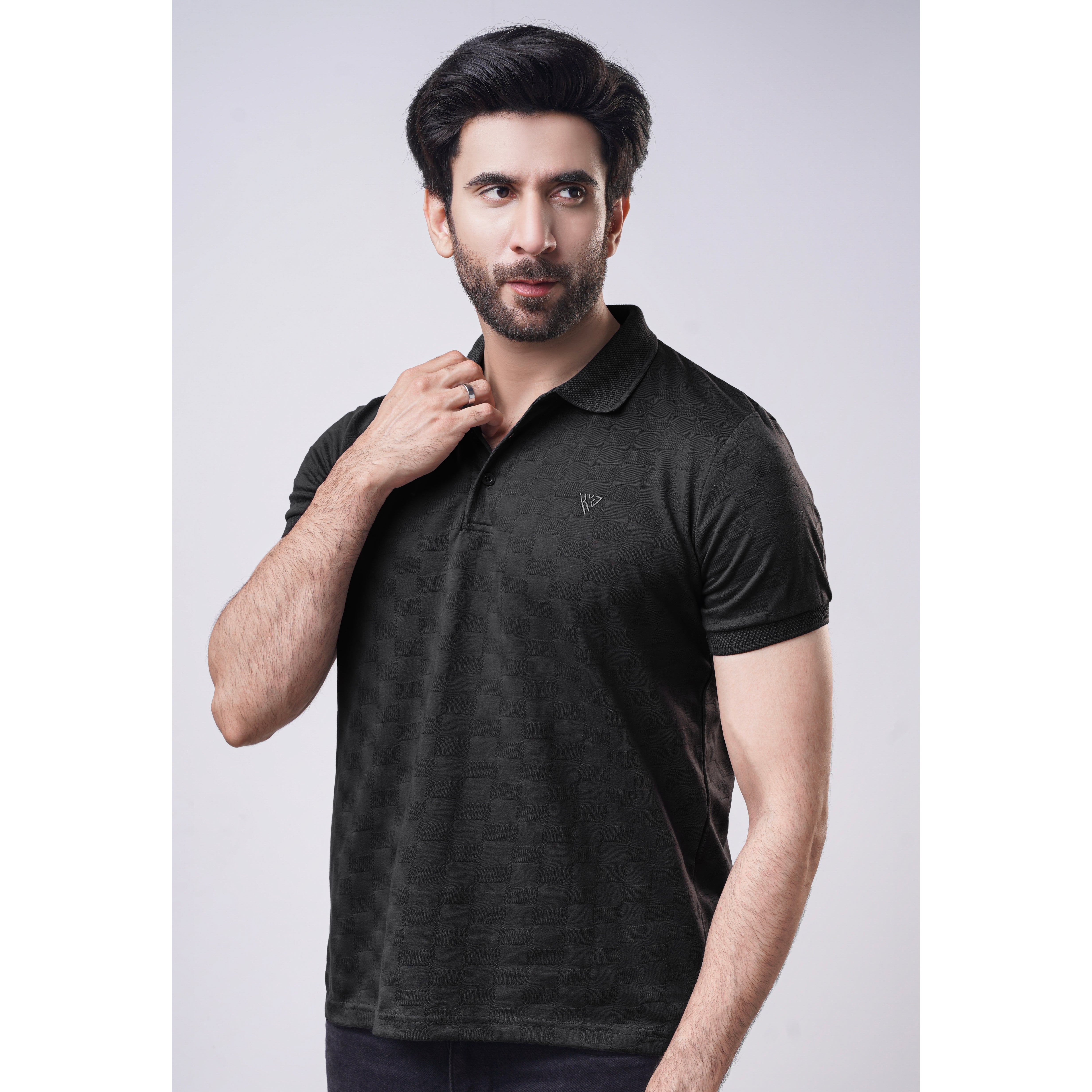 Men's Jacquard Half Sleeve Polo