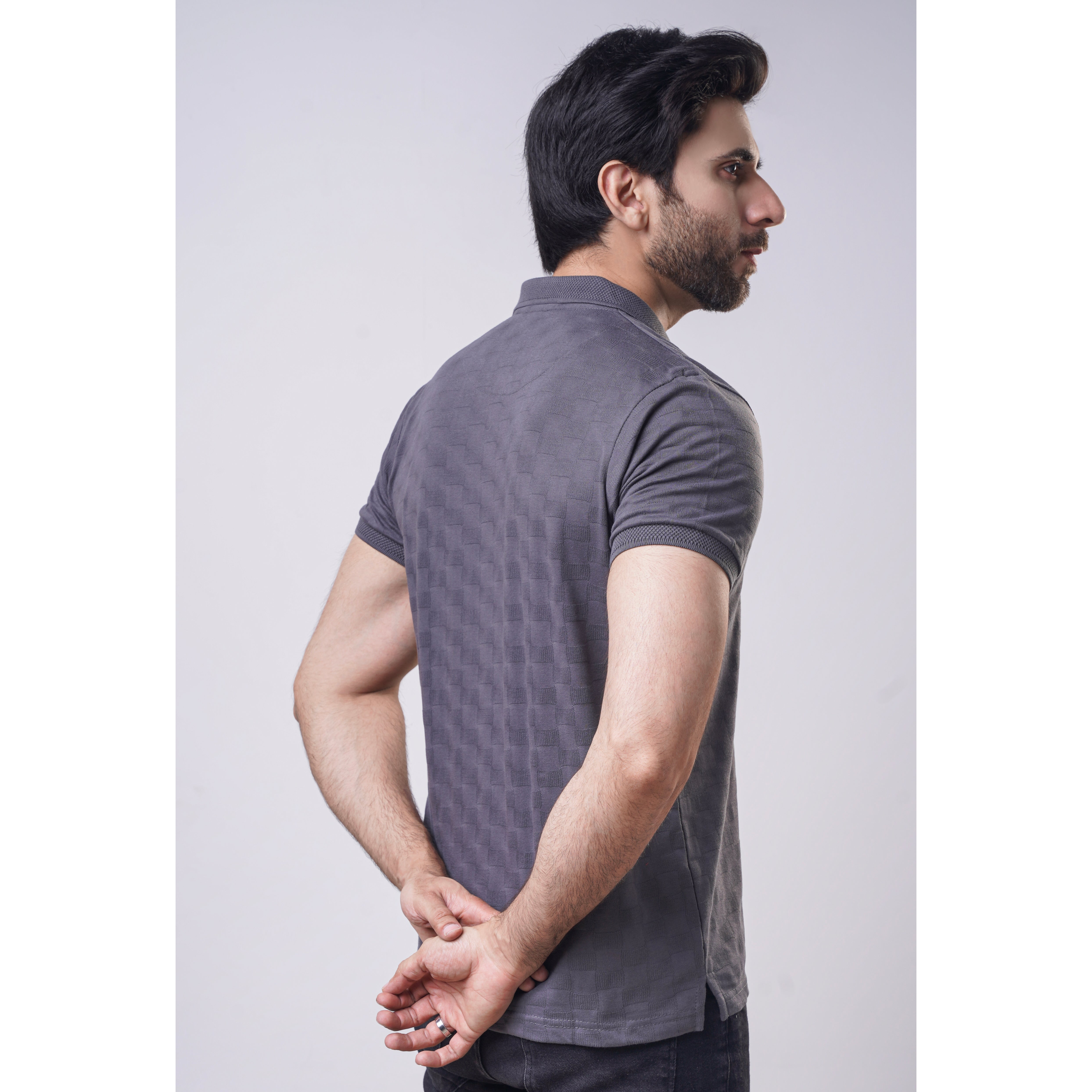 Men's Jacquard Half Sleeve Polo