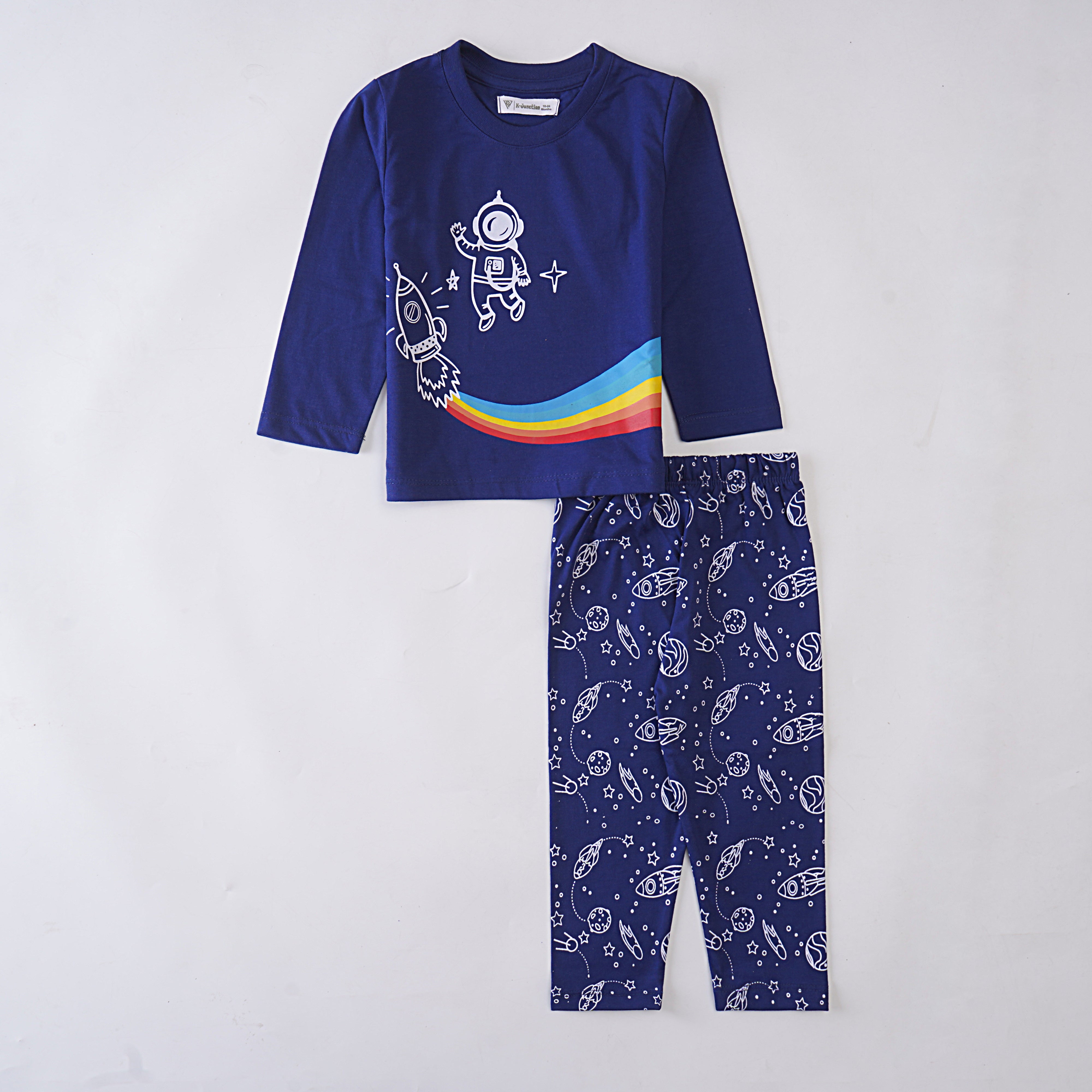 Boys Printed Full Sleeve Suit (Astronaut)