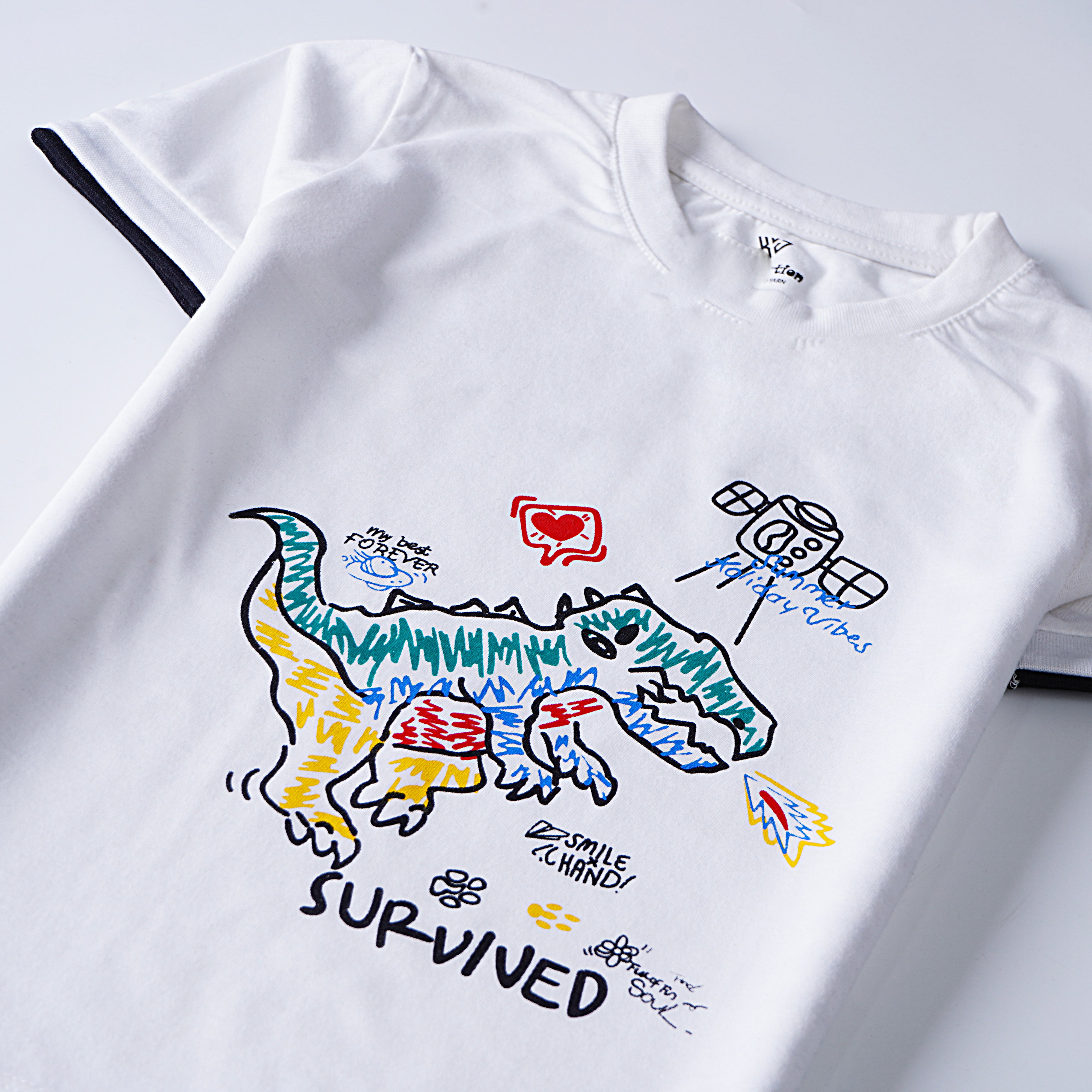 Infant Boys Half Sleeves-Printed T-Shirt (Survived)