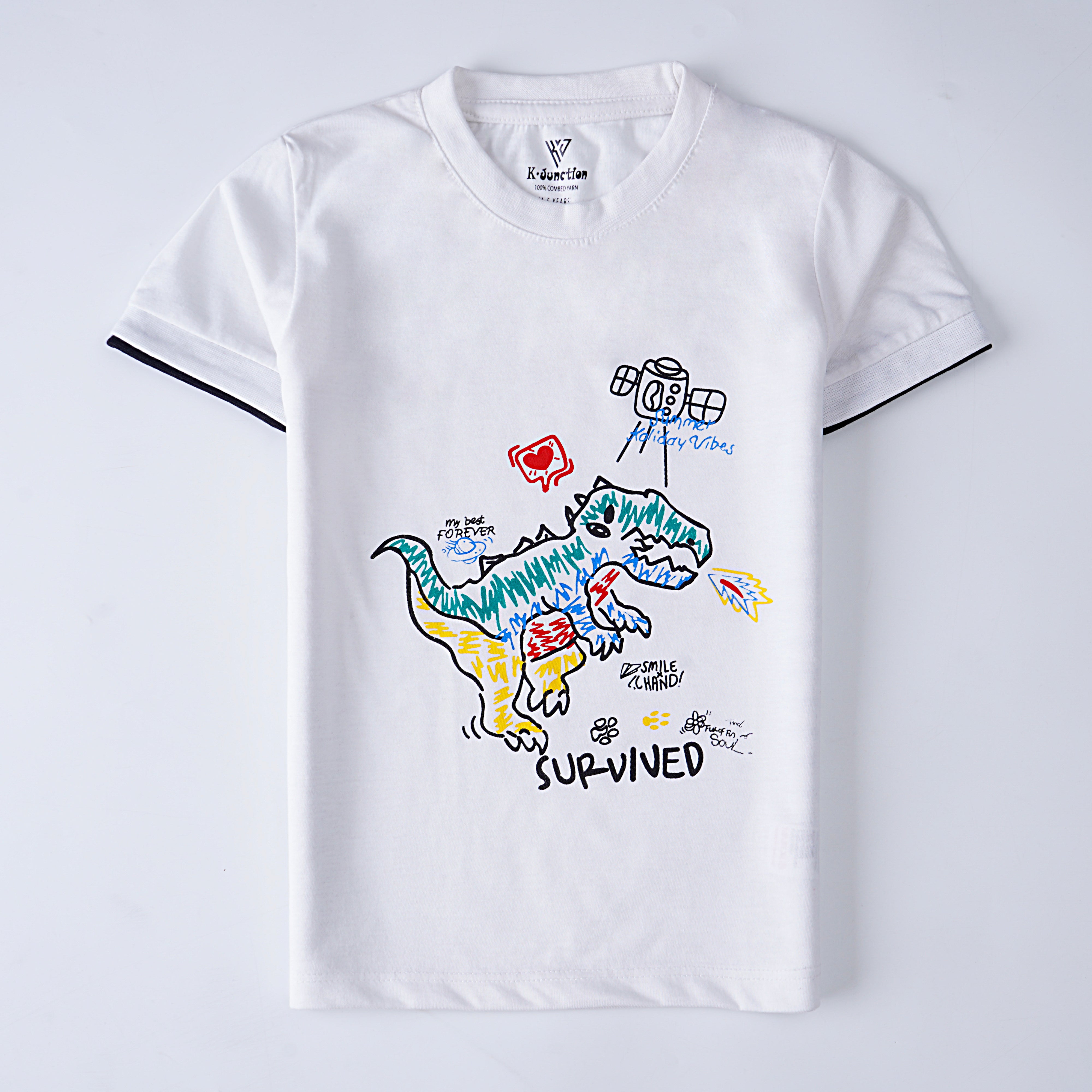 Infant Boys Half Sleeves-Printed T-Shirt (Survived)