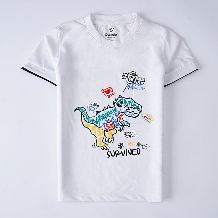 Infant Boys Half Sleeves-Printed T-Shirt (Survived)