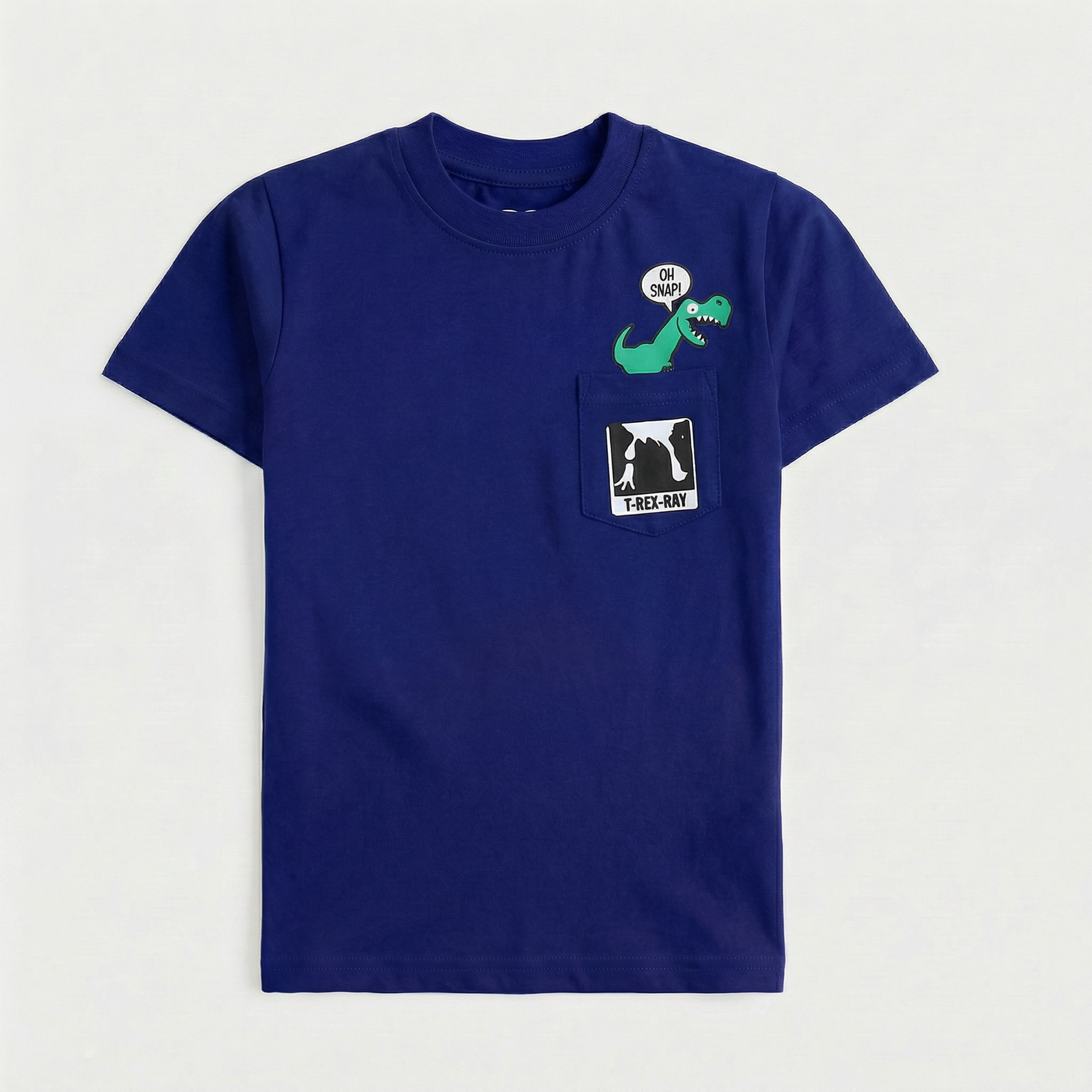 Boys Half Sleeves-Printed T-Shirt (Dino-Pocket)