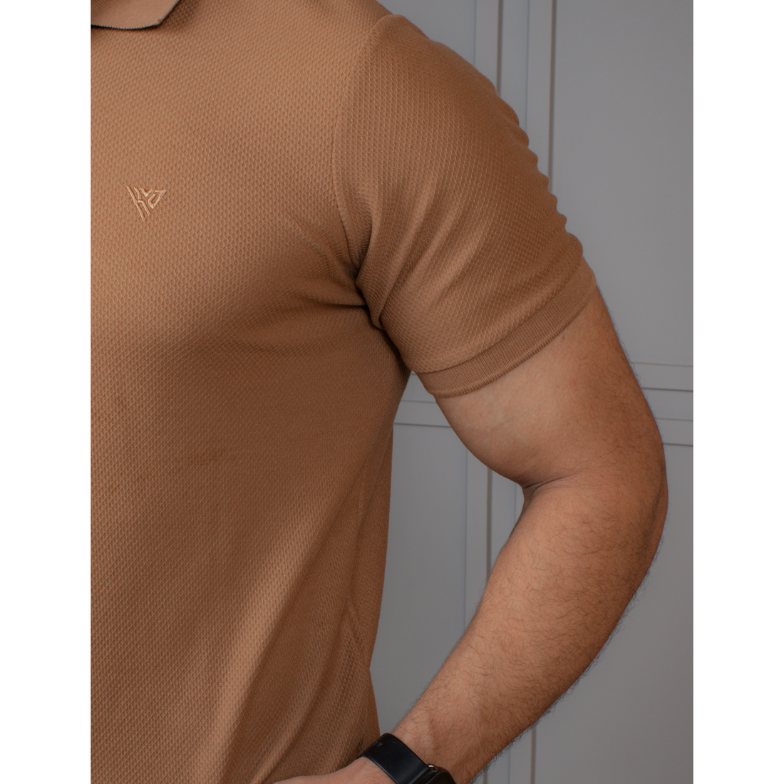 Men's Popcorn Half Sleeve Polo Color Brown