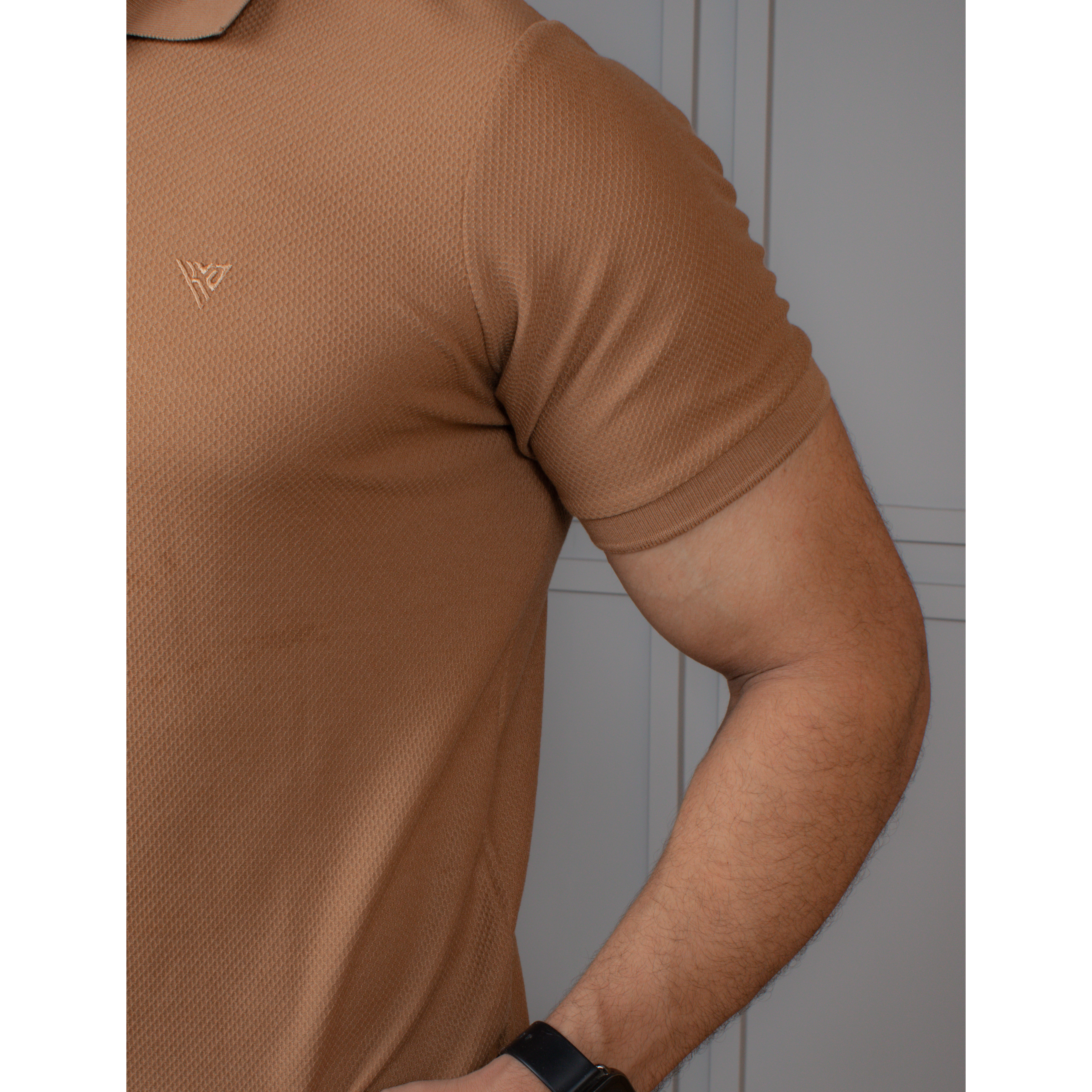 Men's Popcorn Half Sleeve Polo Color Brown