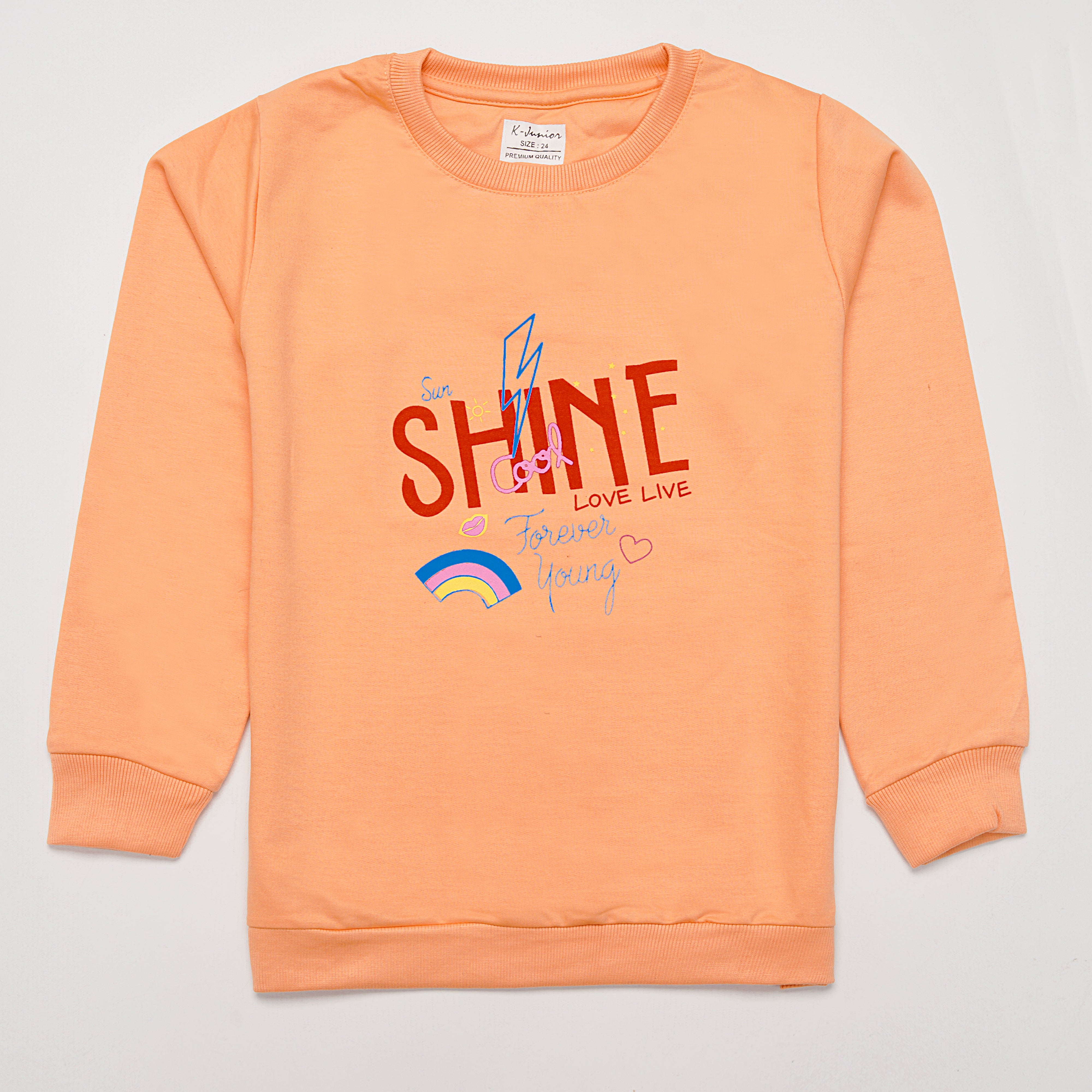 Girls Printed Full Sleeve Sweat T-Shirt (Shine)